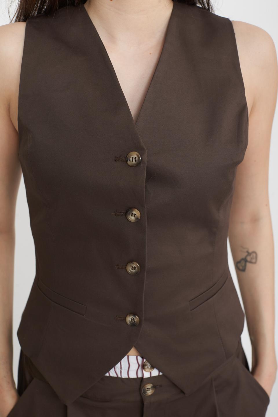Gilet avvitato 4 bottoni moro - Primavera Estate 2025 | Brend