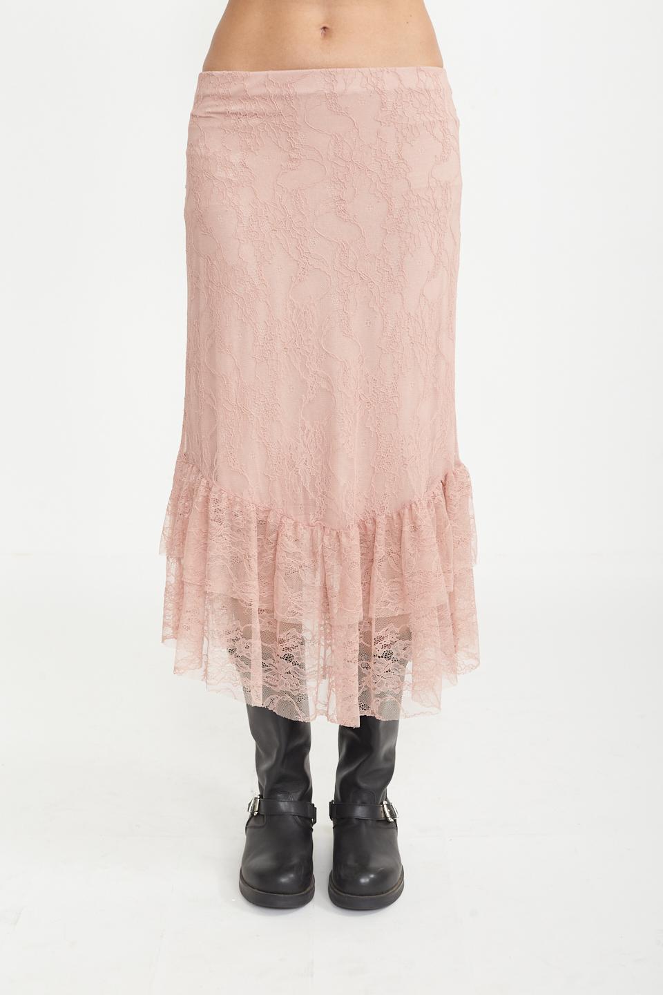 Gonna pizzo balza rosa - Primavera Estate 2025 | Brend