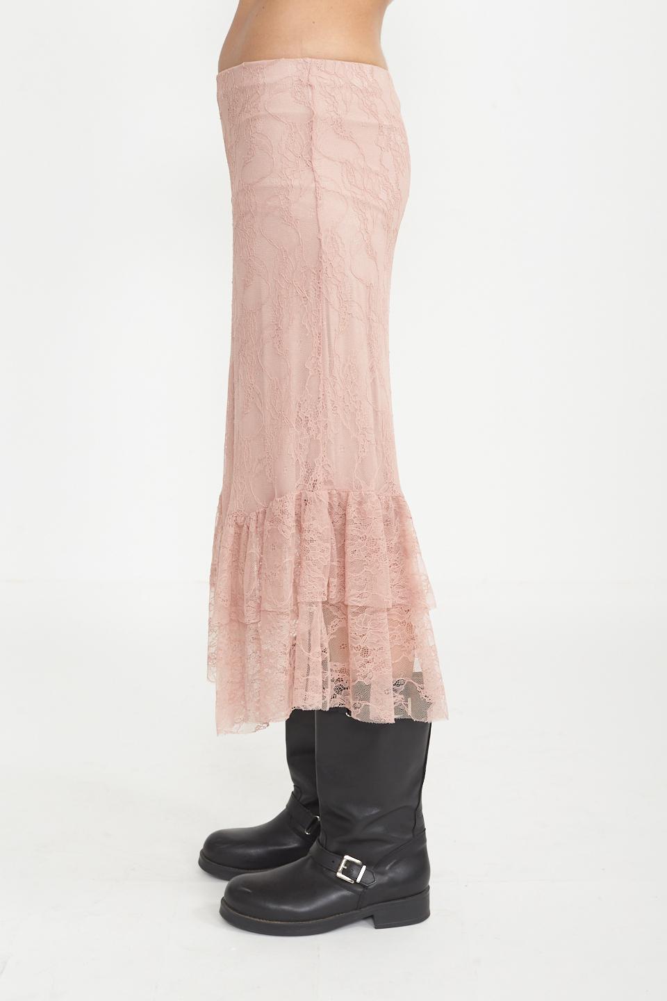 Gonna pizzo balza rosa - Primavera Estate 2025 | Brend