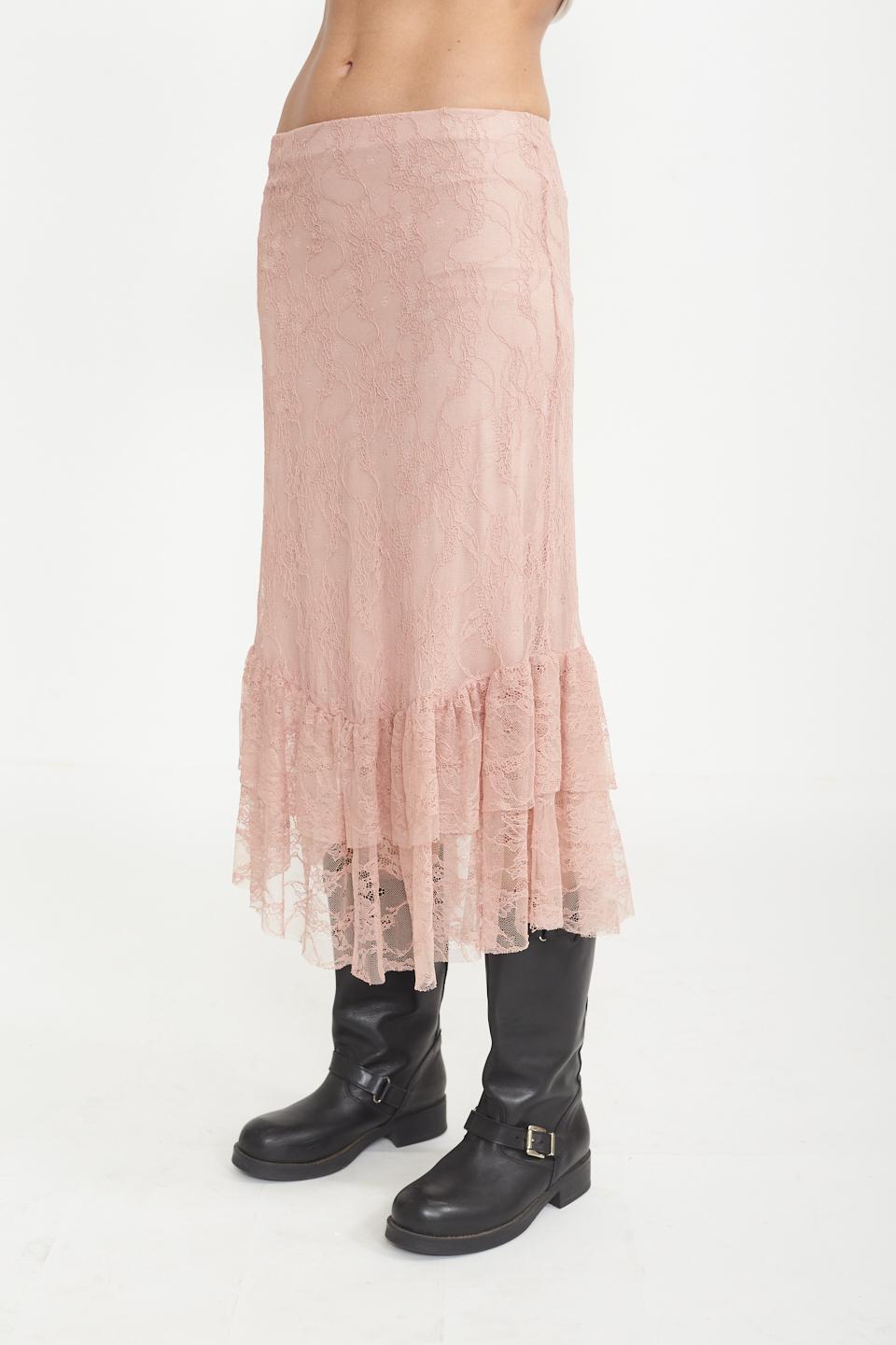 Gonna pizzo balza rosa - Primavera Estate 2025 | Brend