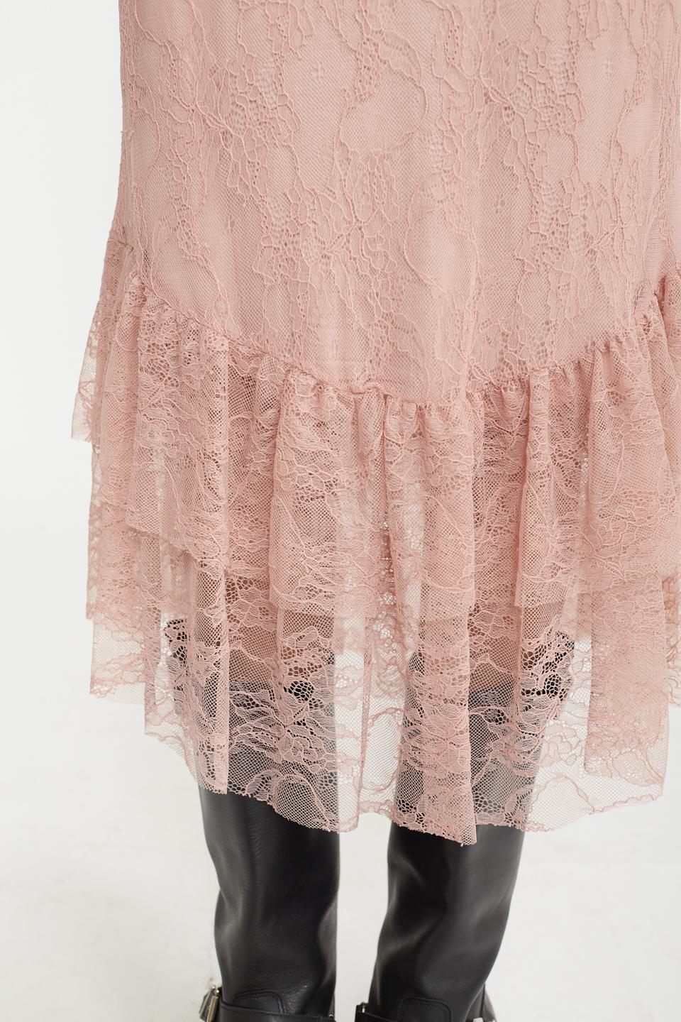 Gonna pizzo balza rosa - Primavera Estate 2025 | Brend