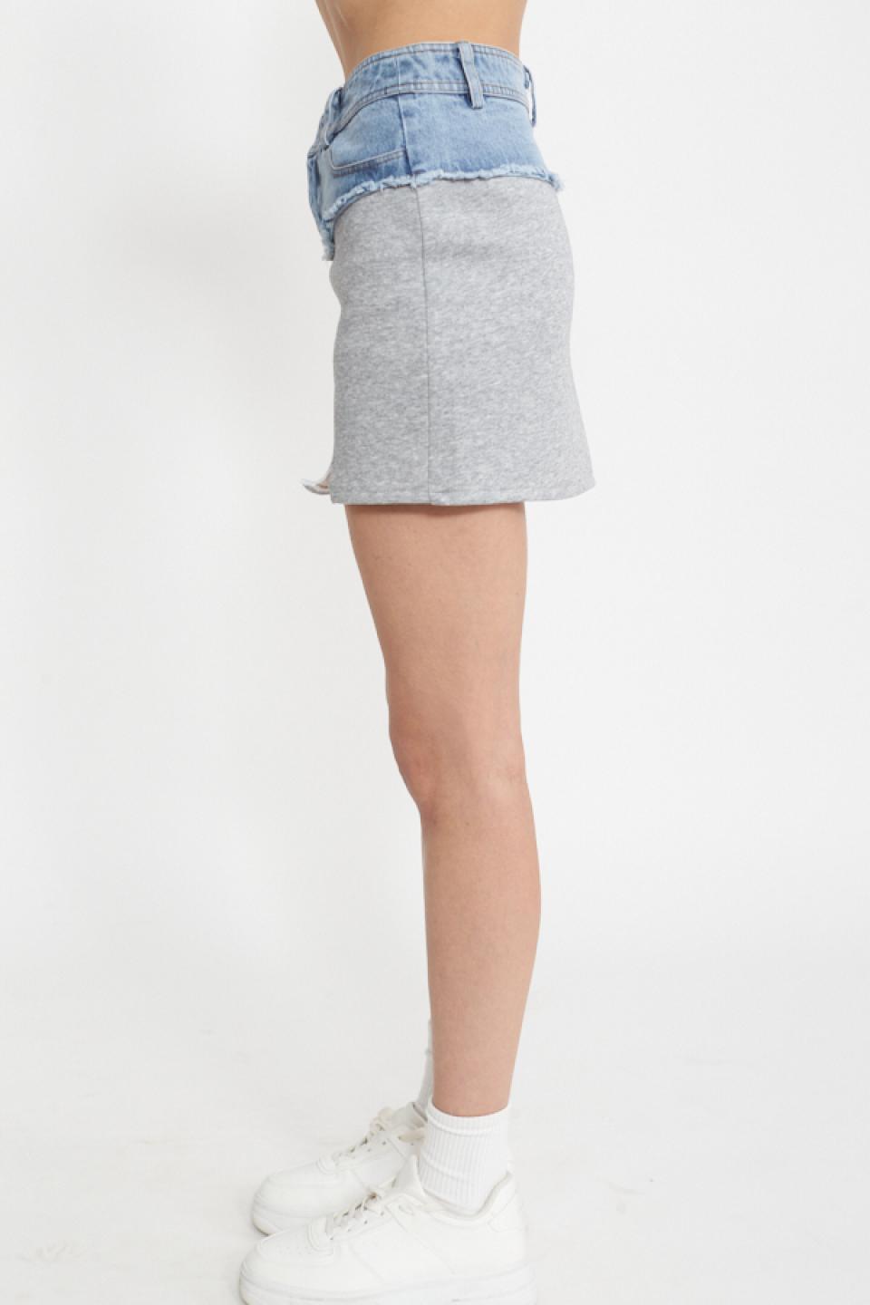 Minigonna combinata con coulotte denim/grigio - Primavera Estate 2025 | Brend