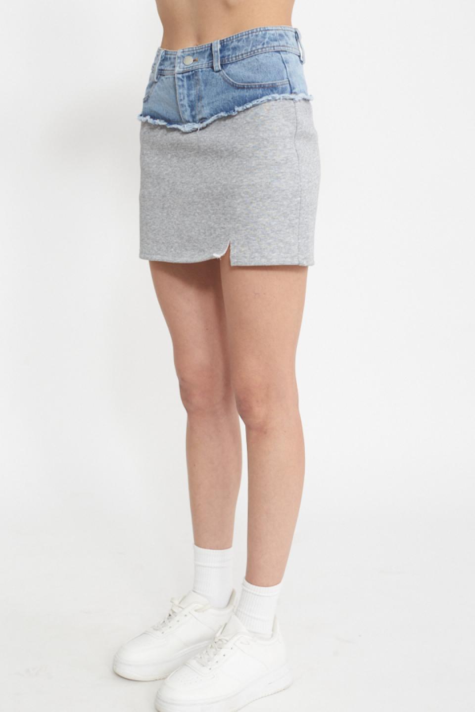 Minigonna combinata con coulotte denim/grigio - Primavera Estate 2025 | Brend