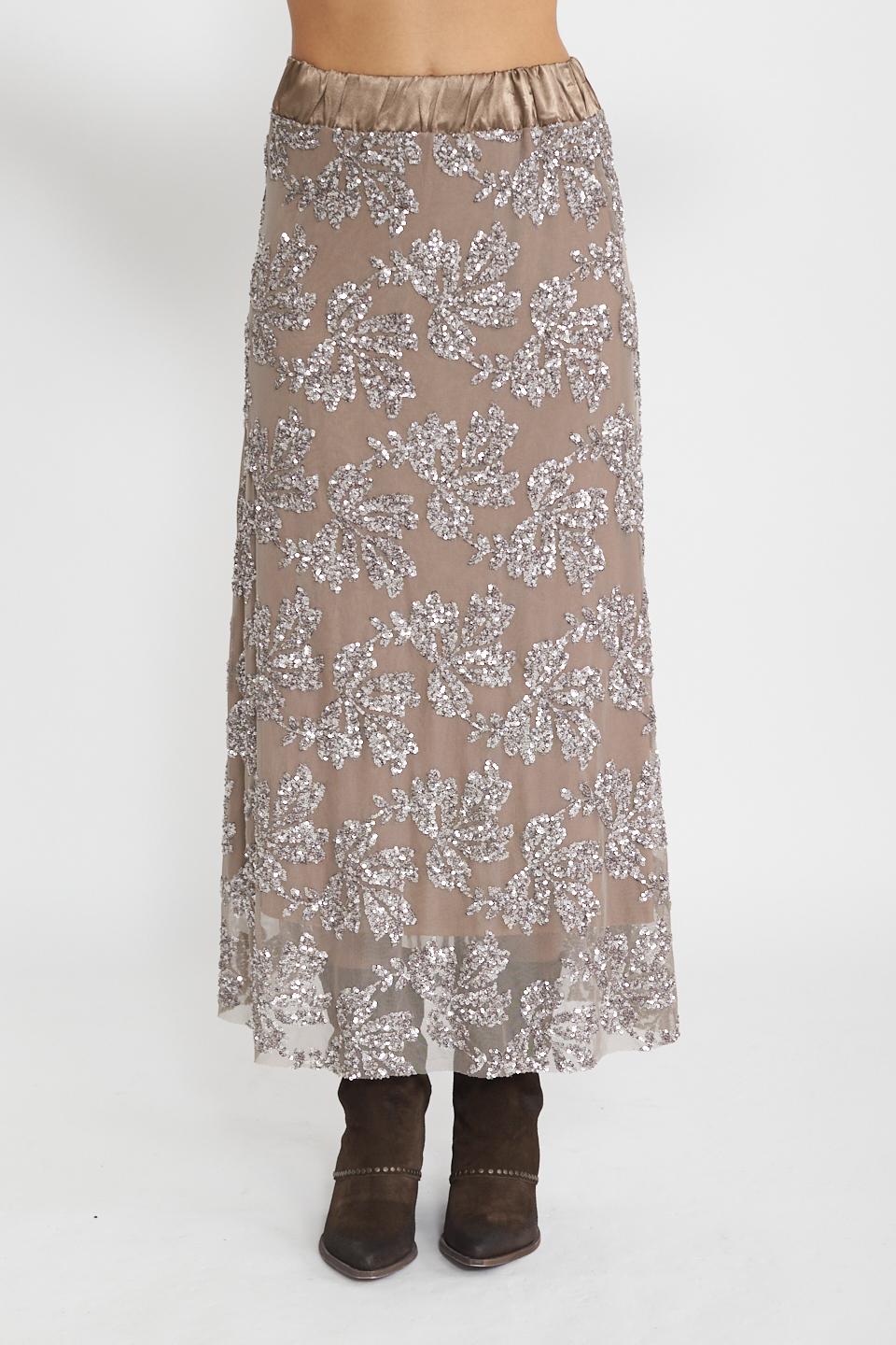Gonna midi paillettes fango - Primavera Estate 2025 | Brend