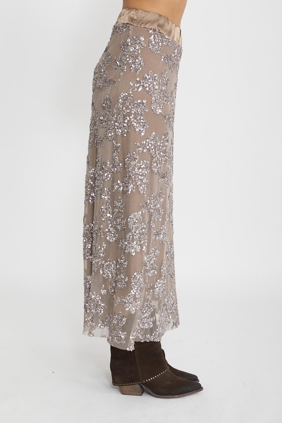 Gonna midi paillettes fango - Primavera Estate 2025 | Brend