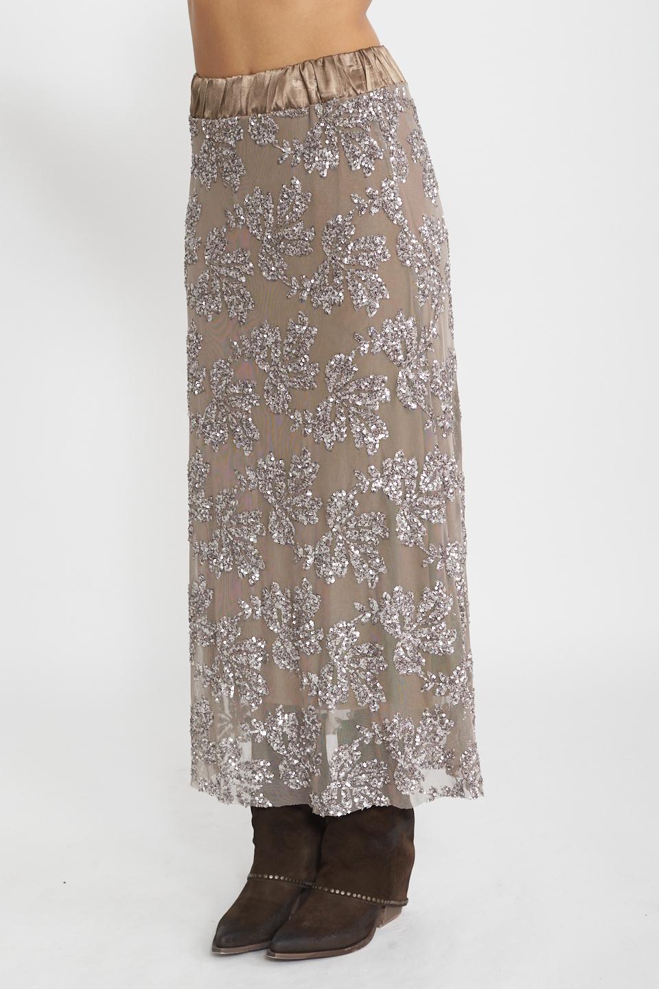 Gonna midi paillettes fango - Primavera Estate 2025 | Brend