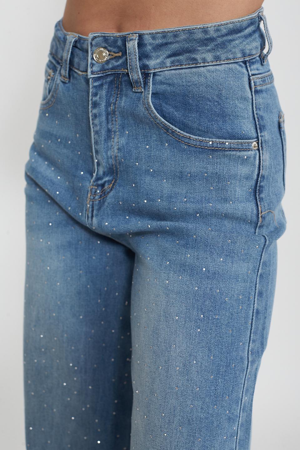 Jeans wide-leg strass denim delavato - Primavera Estate 2025 | Brend