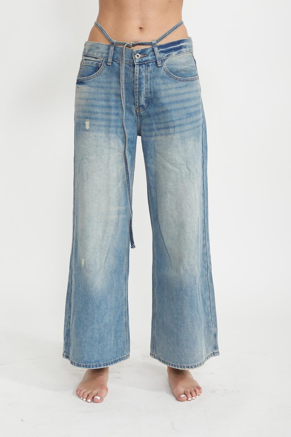 Jeans wide-leg laccio delavato denim - Primavera Estate 2025 | Brend