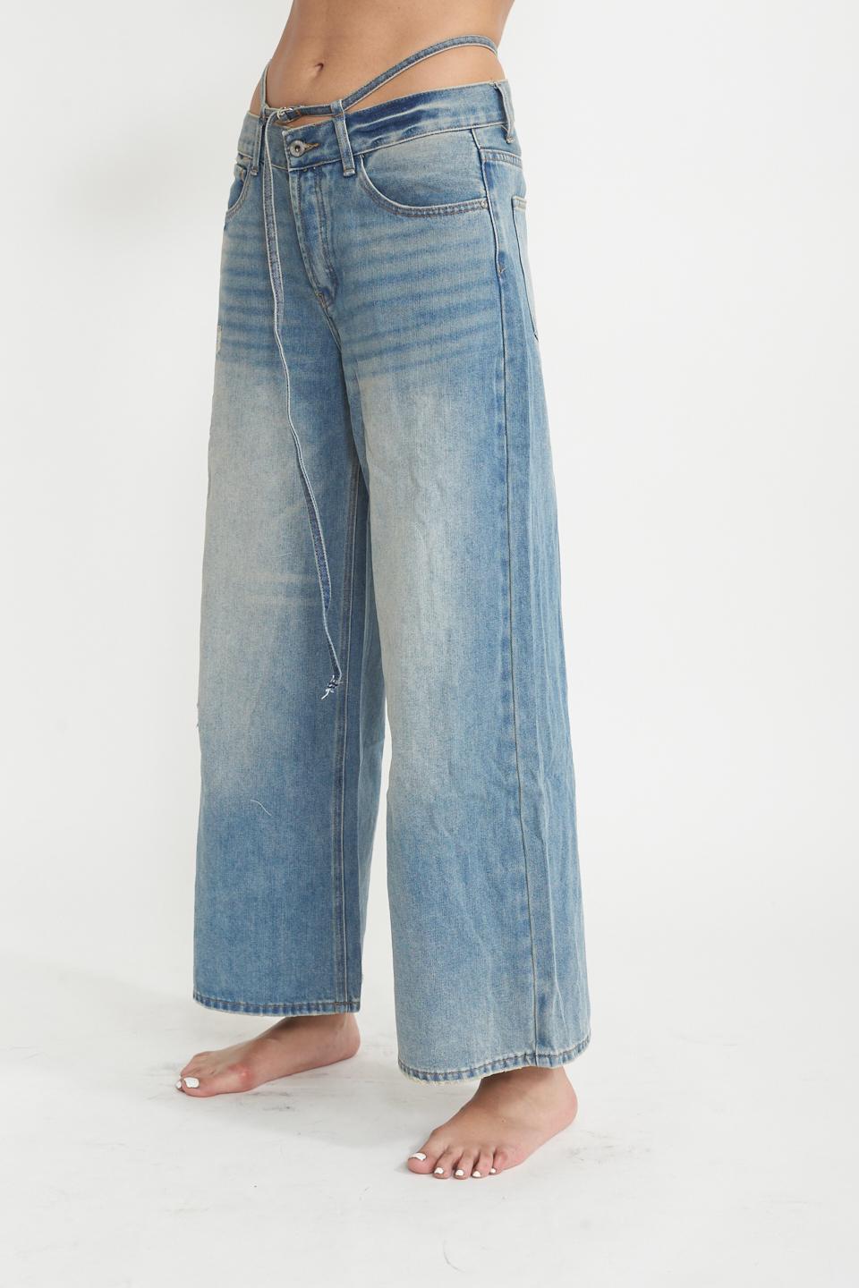 Jeans wide-leg laccio delavato denim - Primavera Estate 2025 | Brend