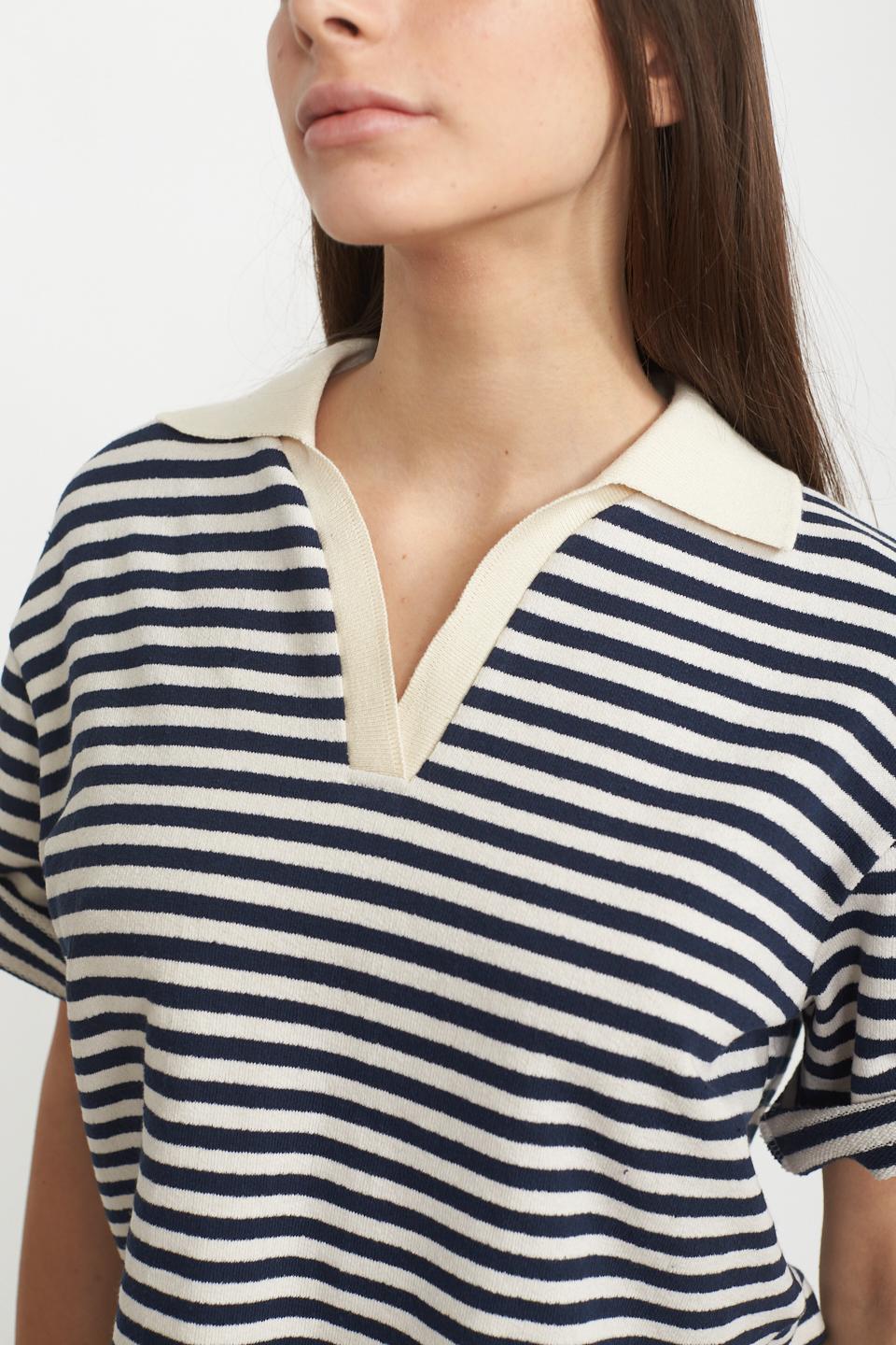 Maglia polo rigata rigo blu - Primavera Estate 2025 | Brend