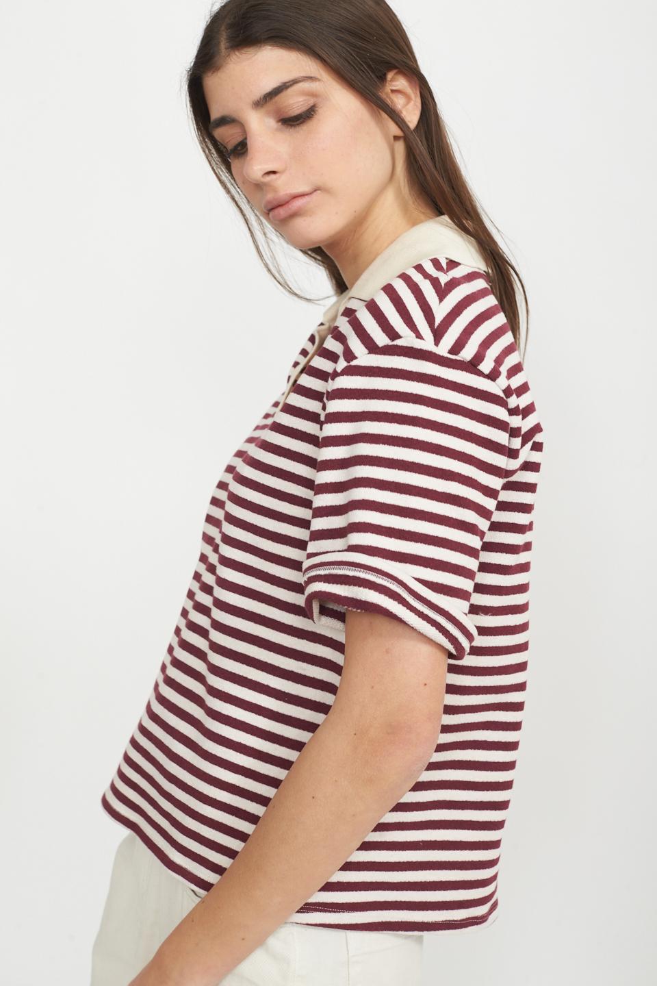 Maglia polo rigata rigo bordeaux - Primavera Estate 2025 | Brend