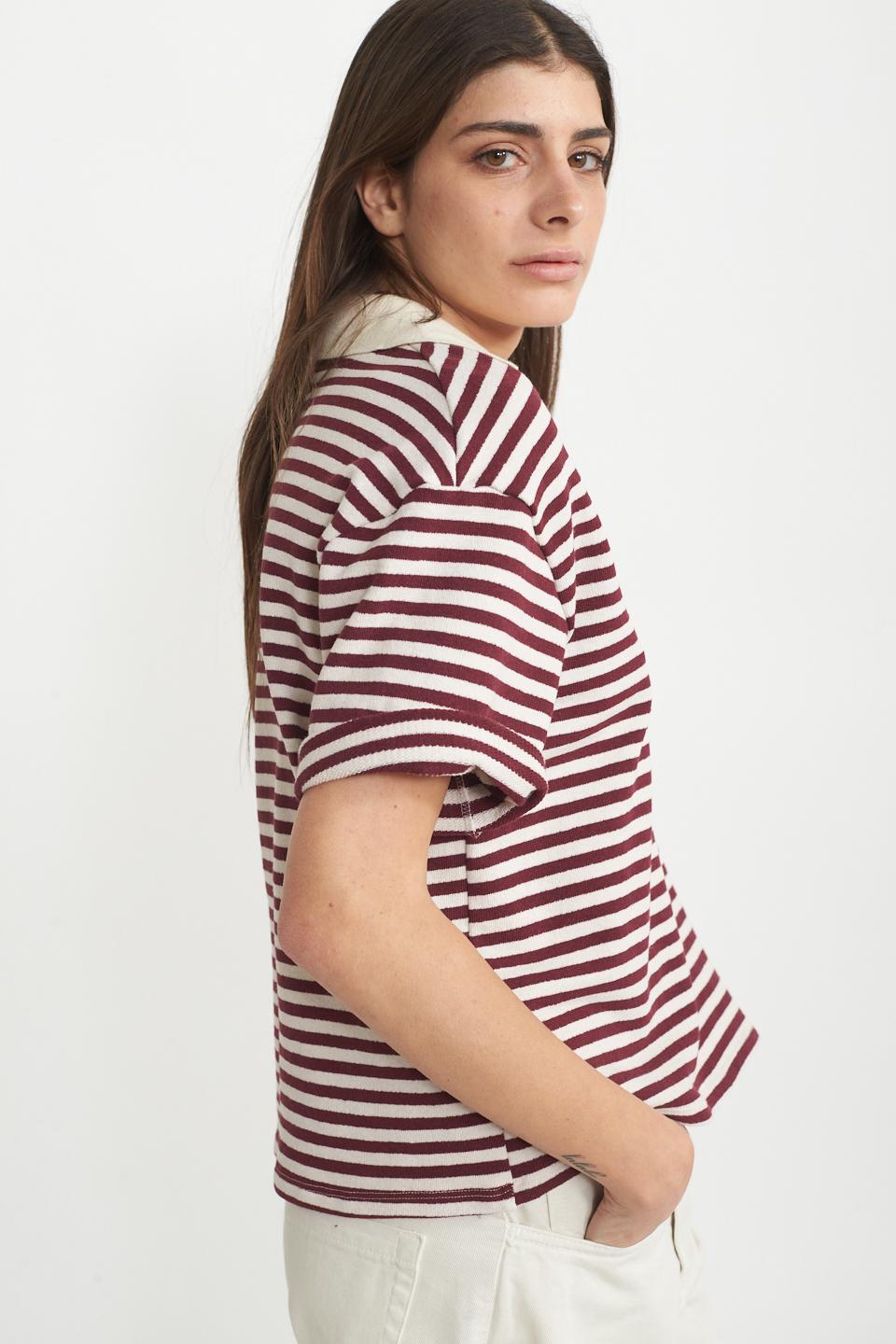 Maglia polo rigata rigo bordeaux - Primavera Estate 2025 | Brend