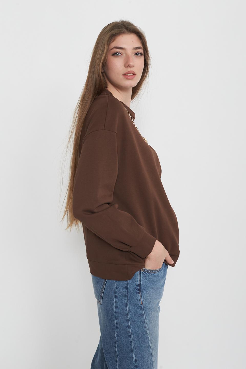 Maglia-felpa con collana moka - Primavera Estate 2025 | Brend