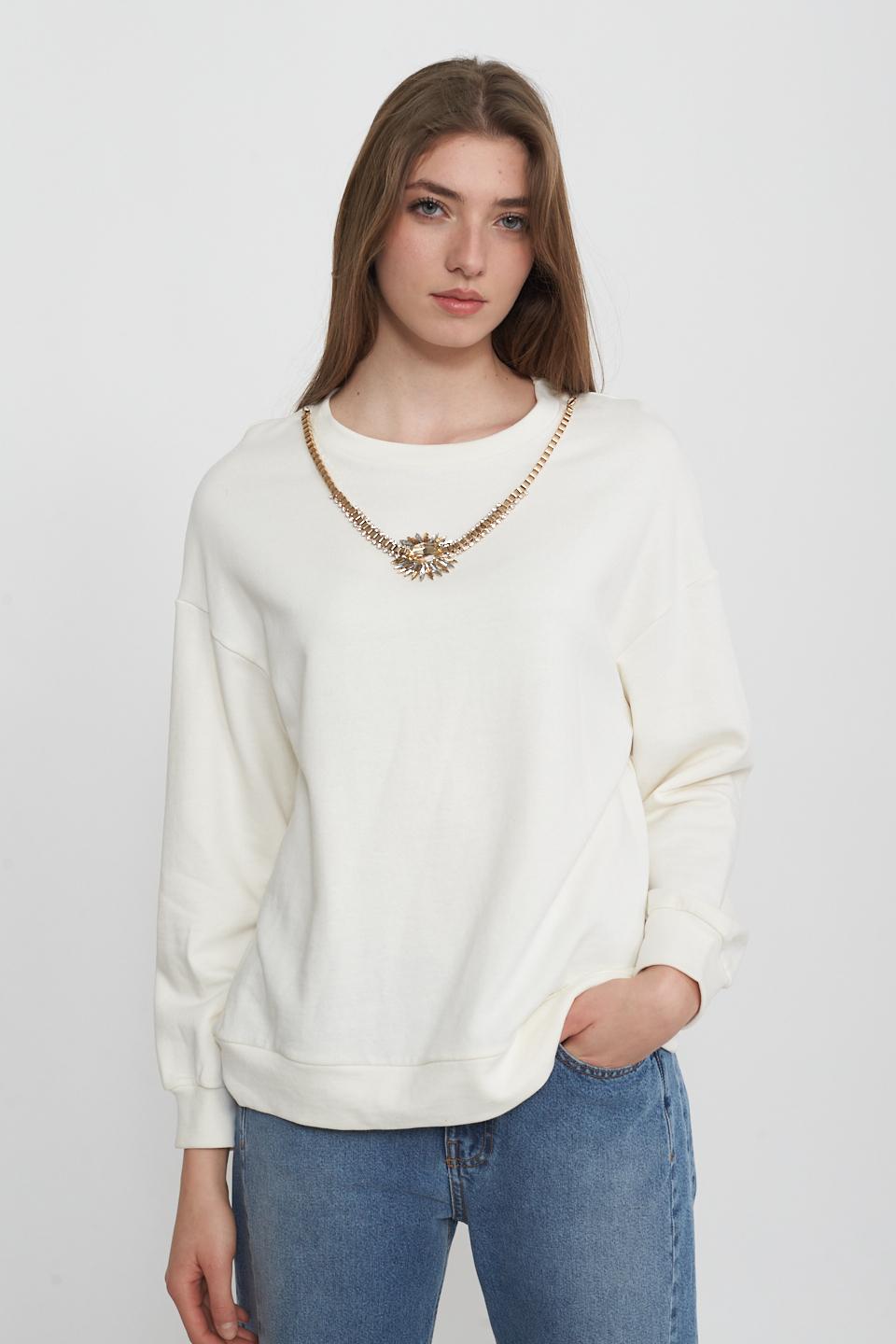 Maglia-felpa con collana panna - Primavera Estate 2025 | Brend