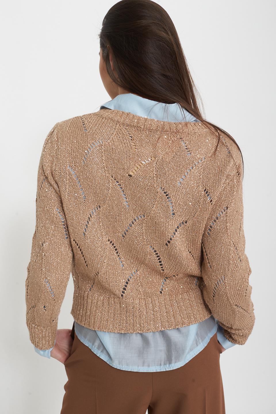 Maglia laminata piccoli trafori beige/oro - Primavera Estate 2025 | Brend