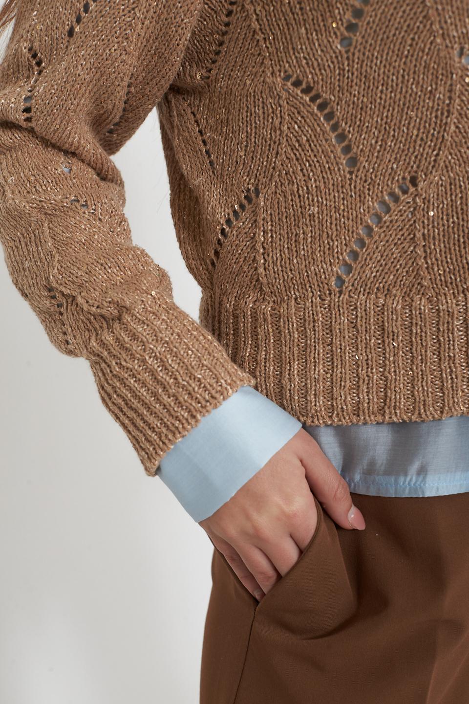 Maglia laminata piccoli trafori beige/oro - Primavera Estate 2025 | Brend