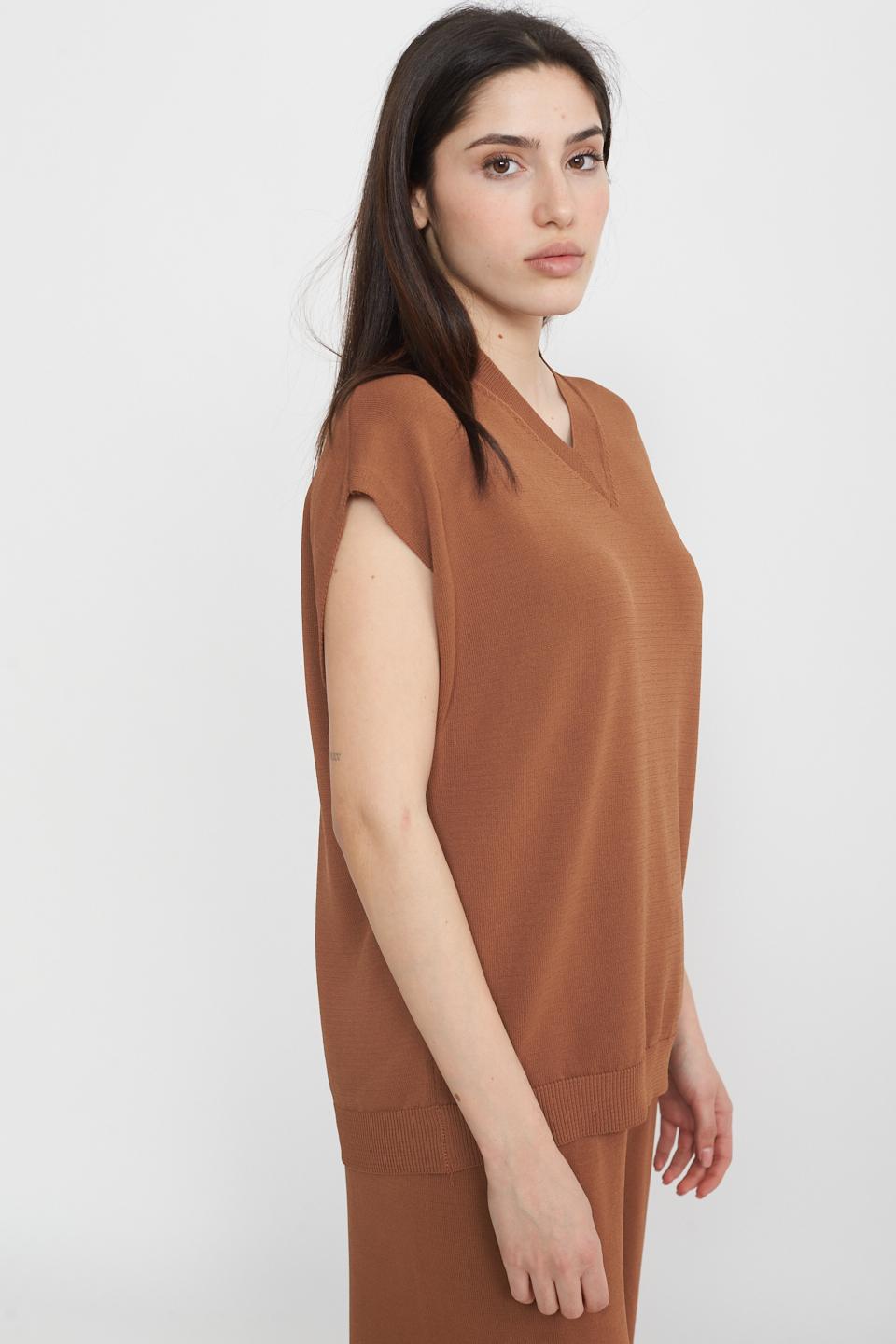 Gilet scollo V filo bronzo - Primavera Estate 2025 | Brend