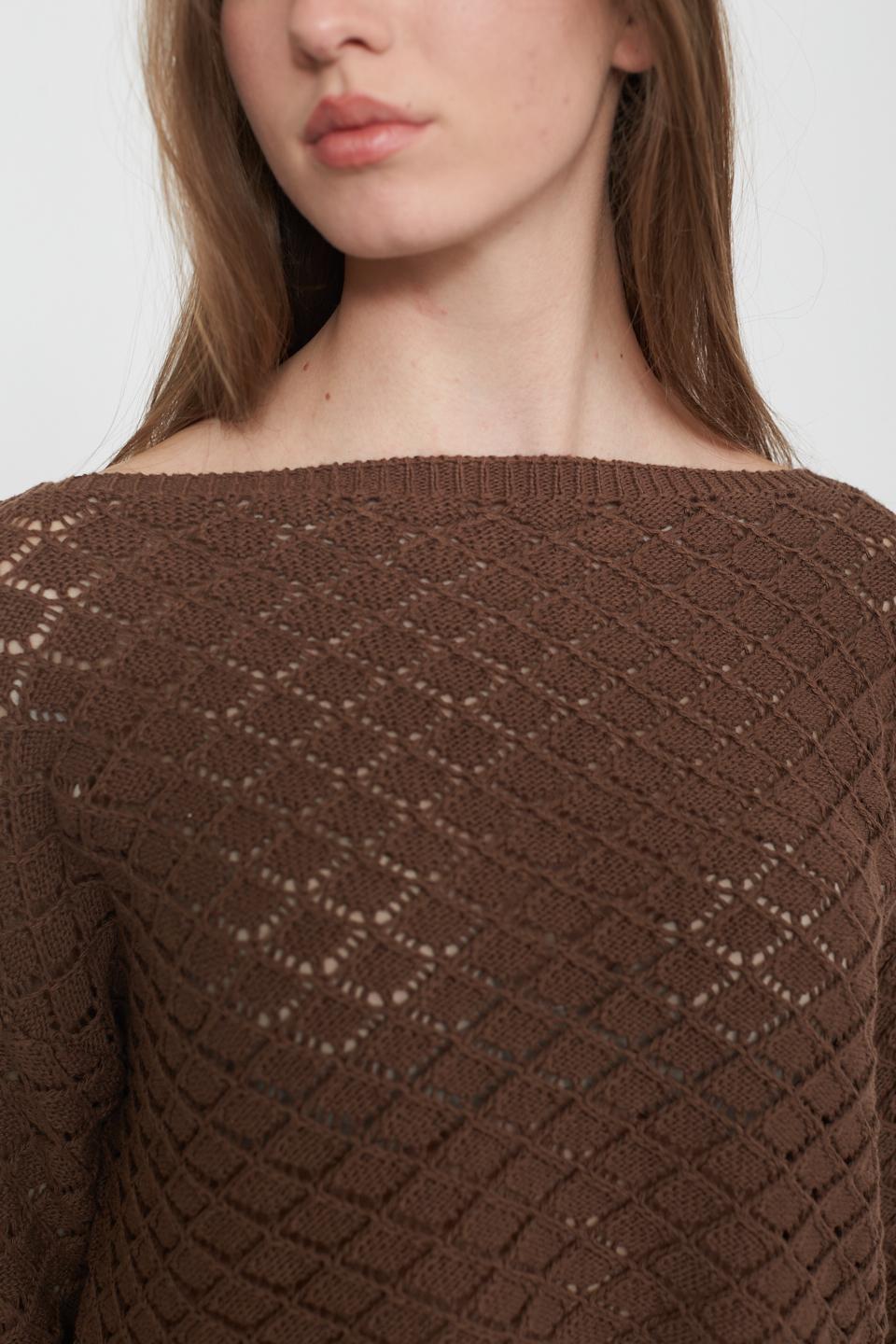 Maglia scollo barca traforata cacao - Primavera Estate 2025 | Brend