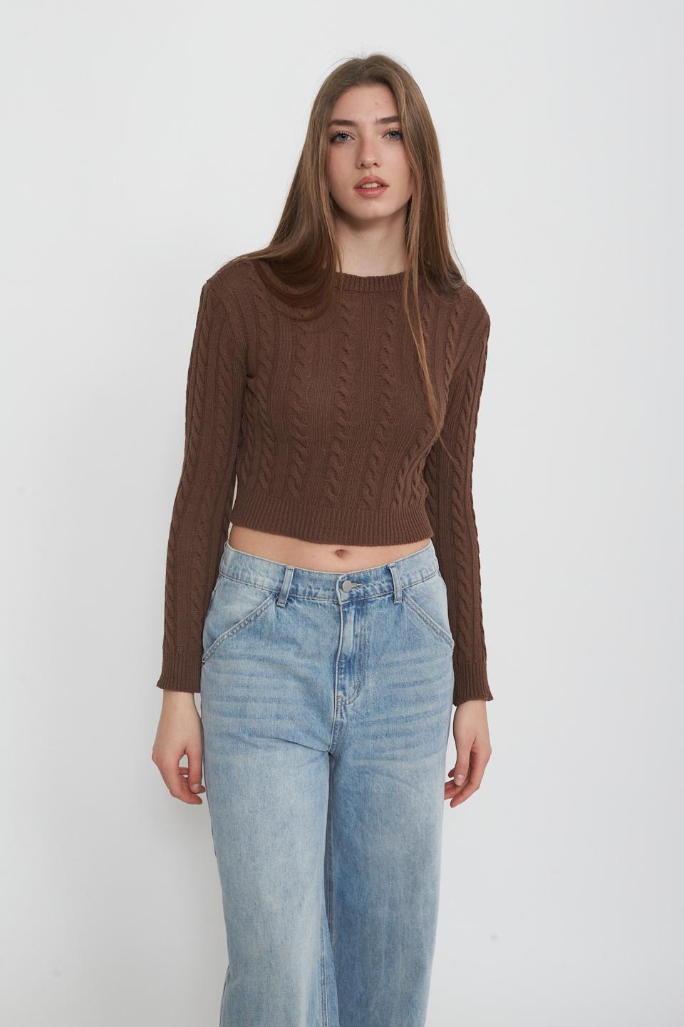 Maglia crop treccia cacao - Primavera Estate 2025 | Brend