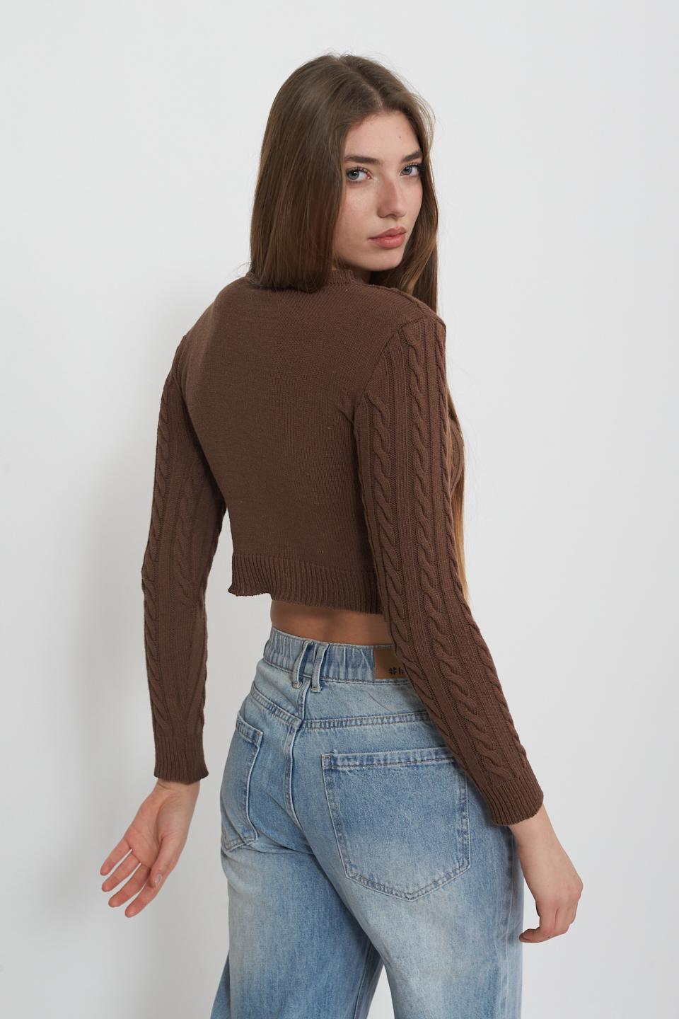 Maglia crop treccia cacao - Primavera Estate 2025 | Brend
