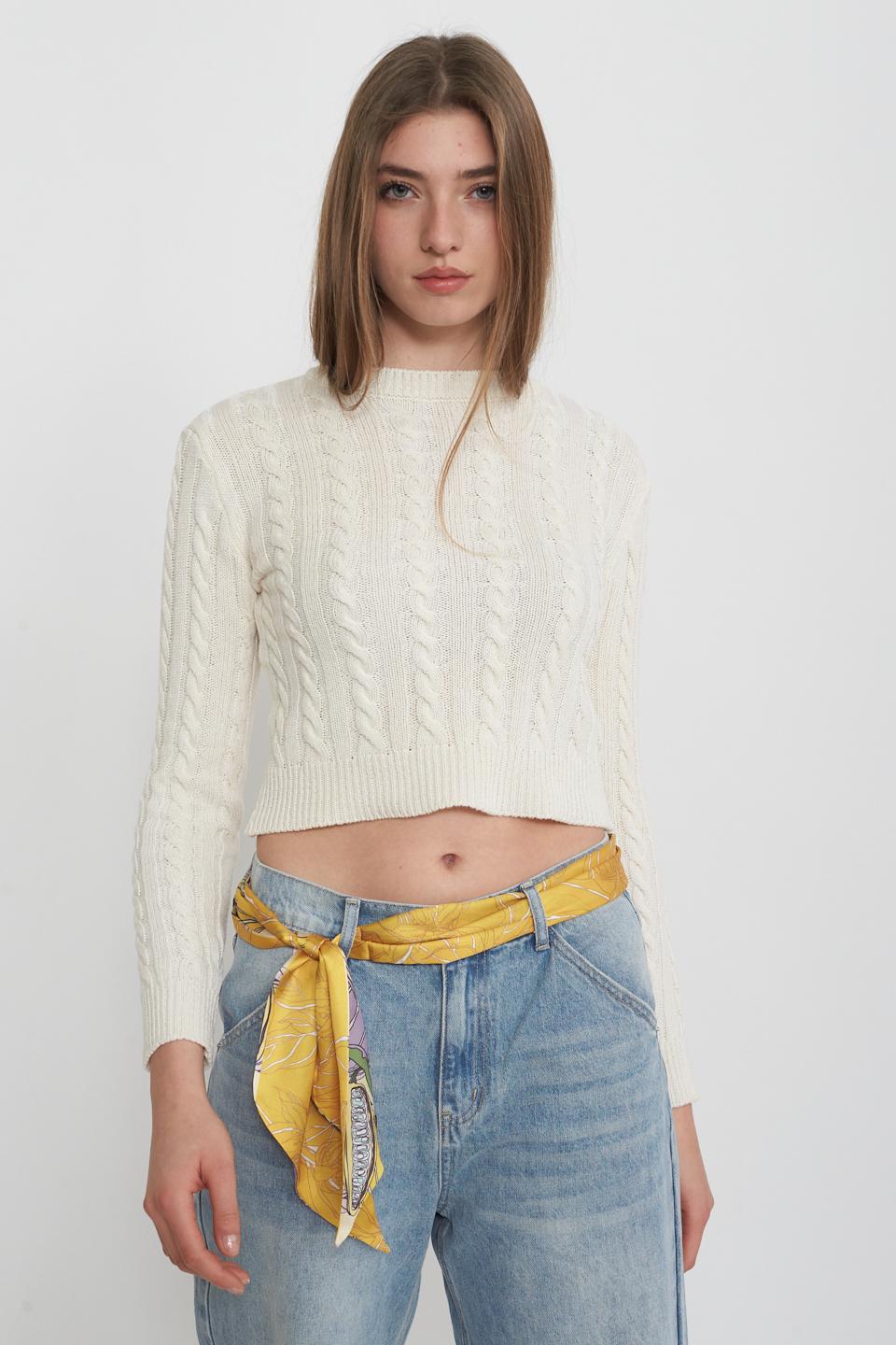 Maglia crop treccia naturale - Primavera Estate 2025 | Brend