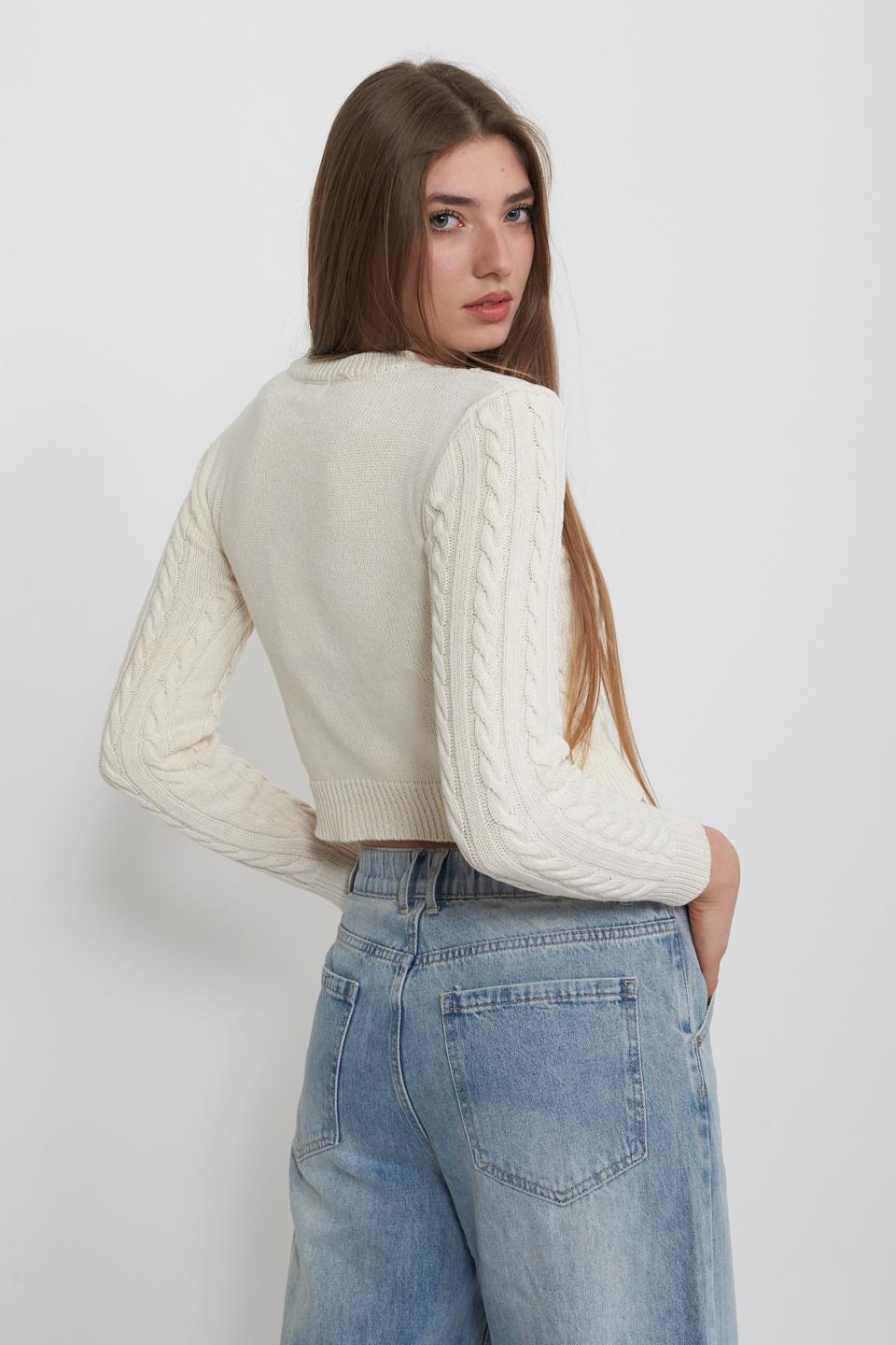Maglia crop treccia naturale - Primavera Estate 2025 | Brend