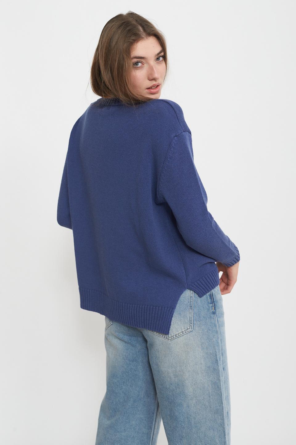 Maglia scollo V asimmetrica blu - Primavera Estate 2025 | Brend