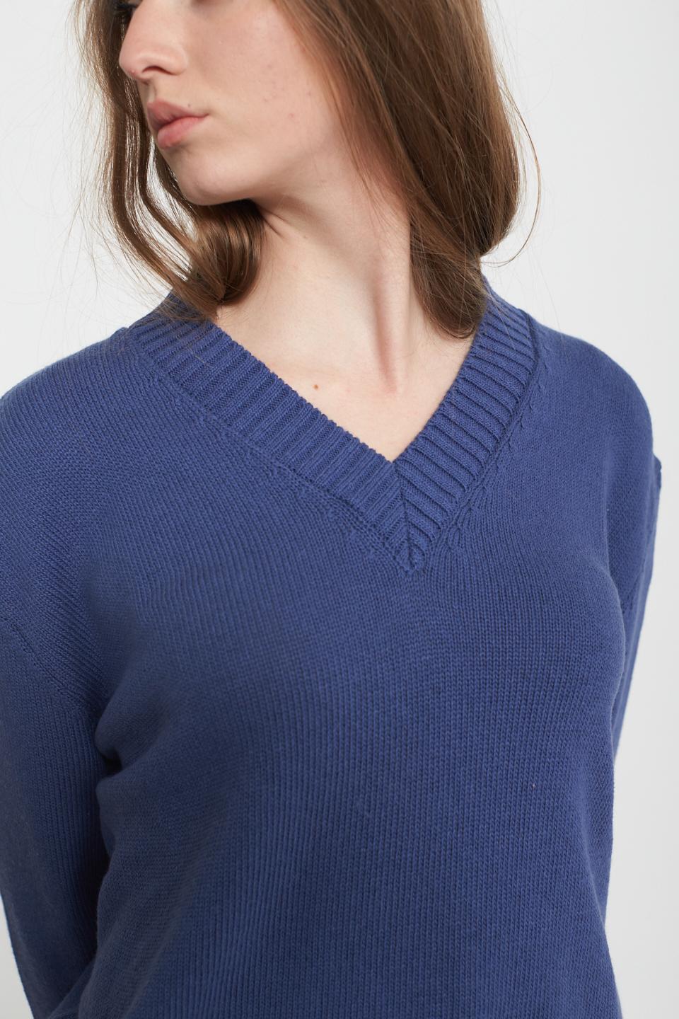 Maglia scollo V asimmetrica blu - Primavera Estate 2025 | Brend