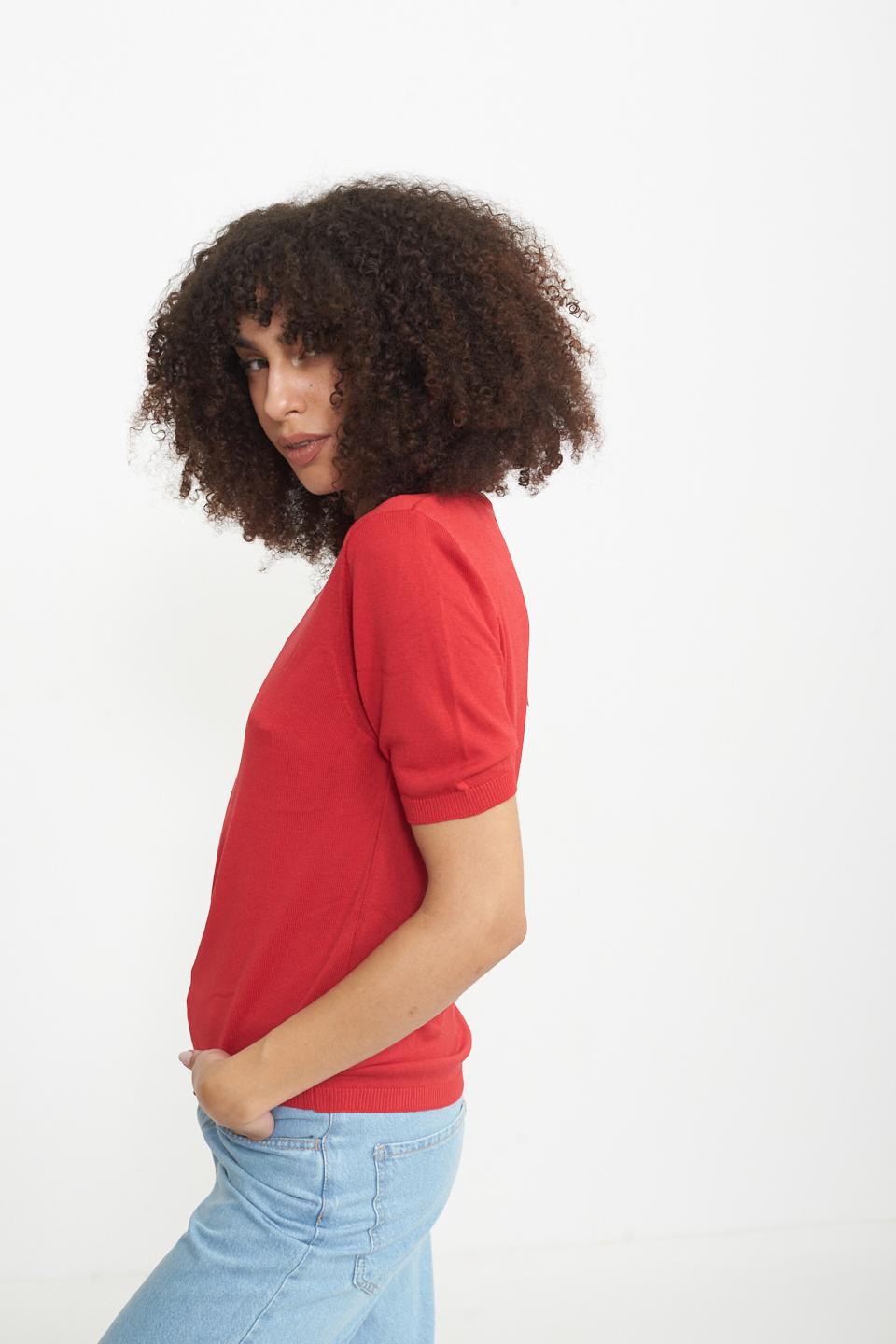 Maglia mezza manica paricollo rosso - Primavera Estate 2025 | Brend
