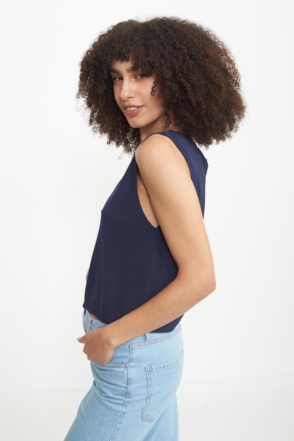 Maglia smanicata blu - Primavera Estate 2025 | Brend