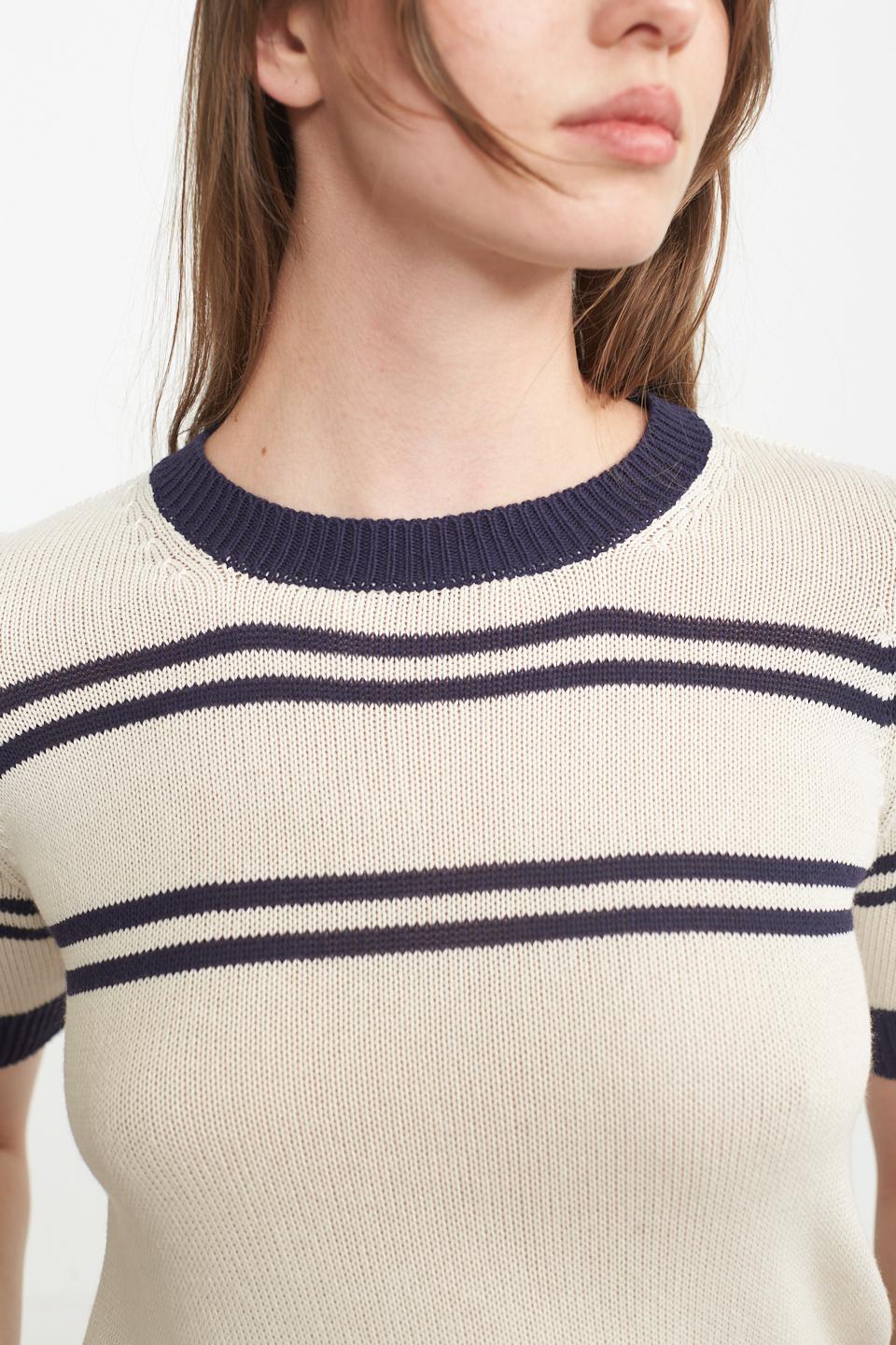 Maglia doppie righe panna/blu - Primavera Estate 2025 | Brend