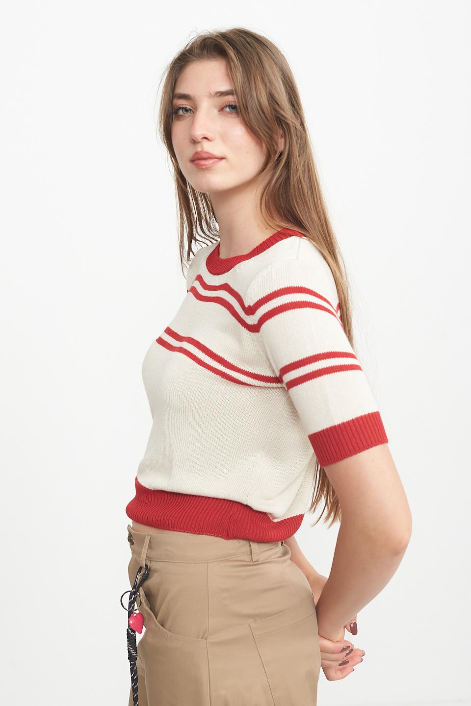 Maglia doppie righe panna/rosso - Primavera Estate 2025 | Brend