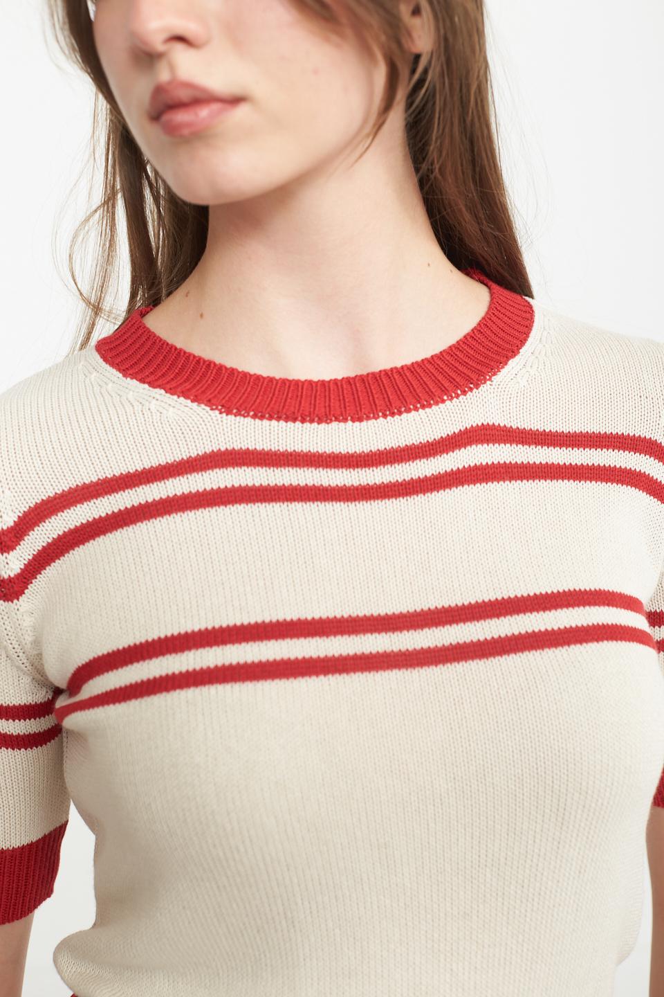 Maglia doppie righe panna/rosso - Primavera Estate 2025 | Brend