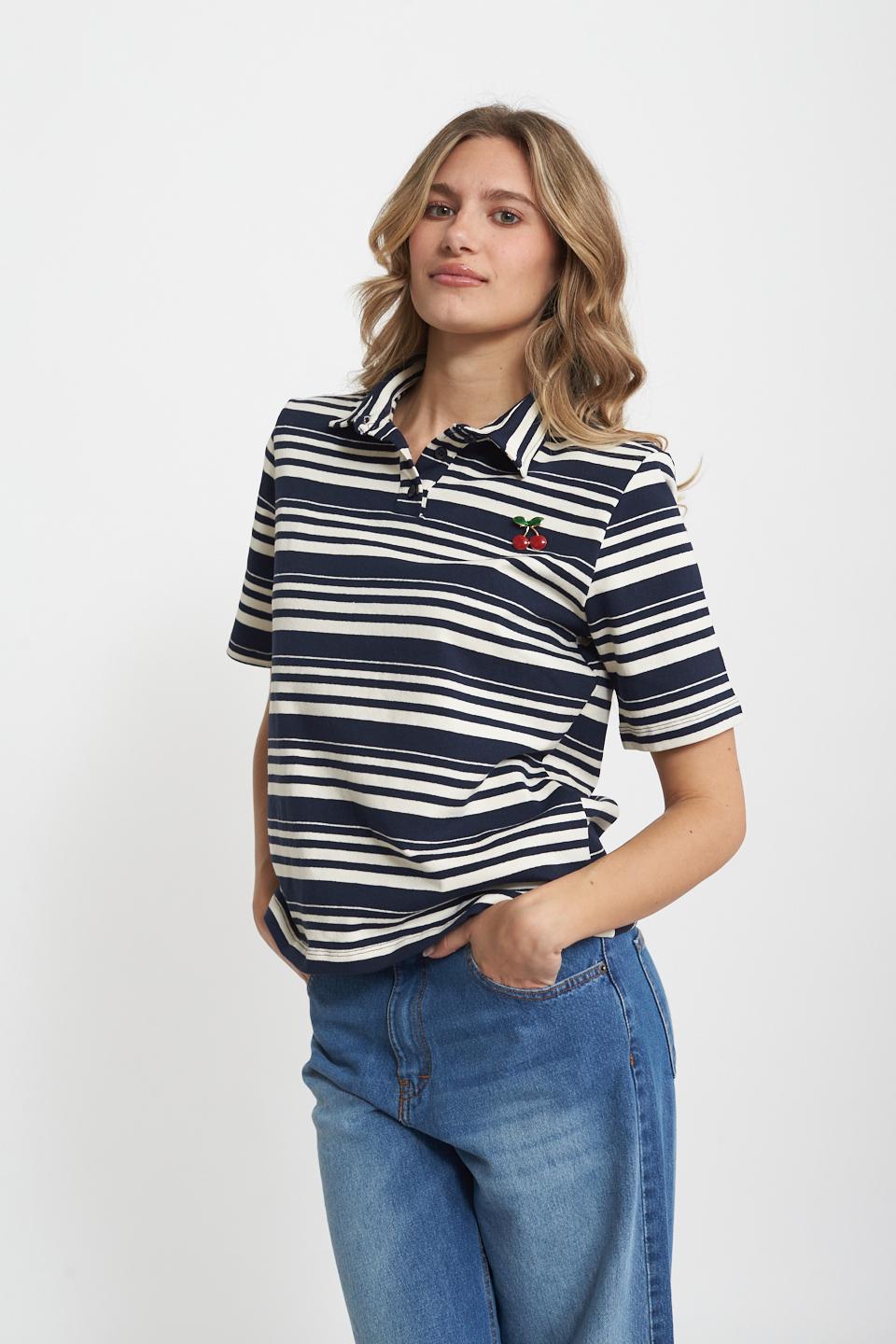 Polo mezza manica righe naturale/blu - Primavera Estate 2025 | Brend
