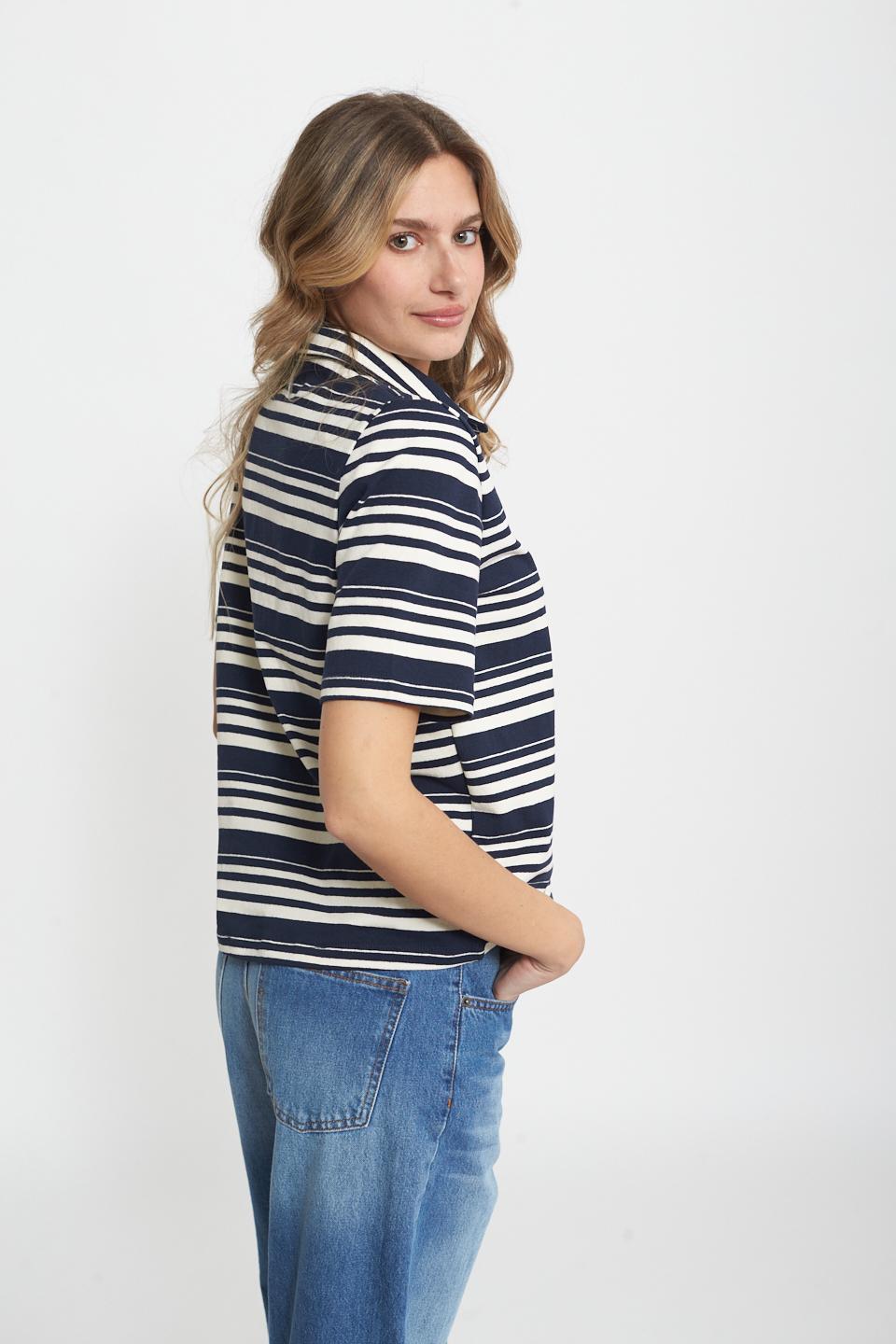Polo mezza manica righe naturale/blu - Primavera Estate 2025 | Brend