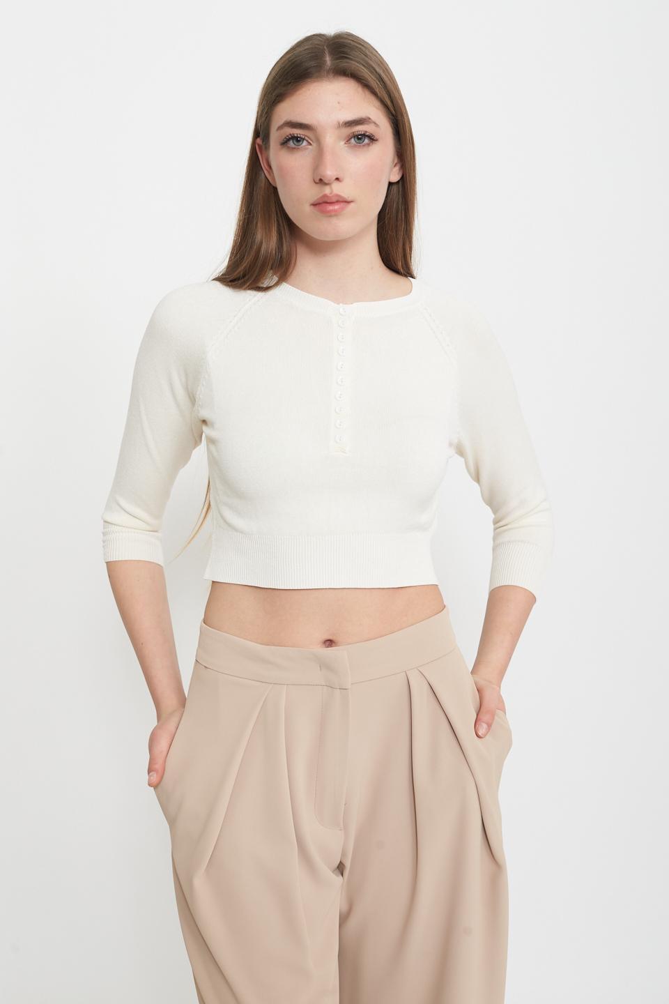 Maglia polo cropped crema - Primavera Estate 2025 | Brend