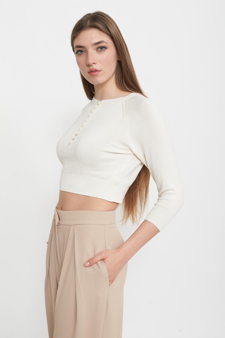 Maglia polo cropped crema - Primavera Estate 2025 | Brend