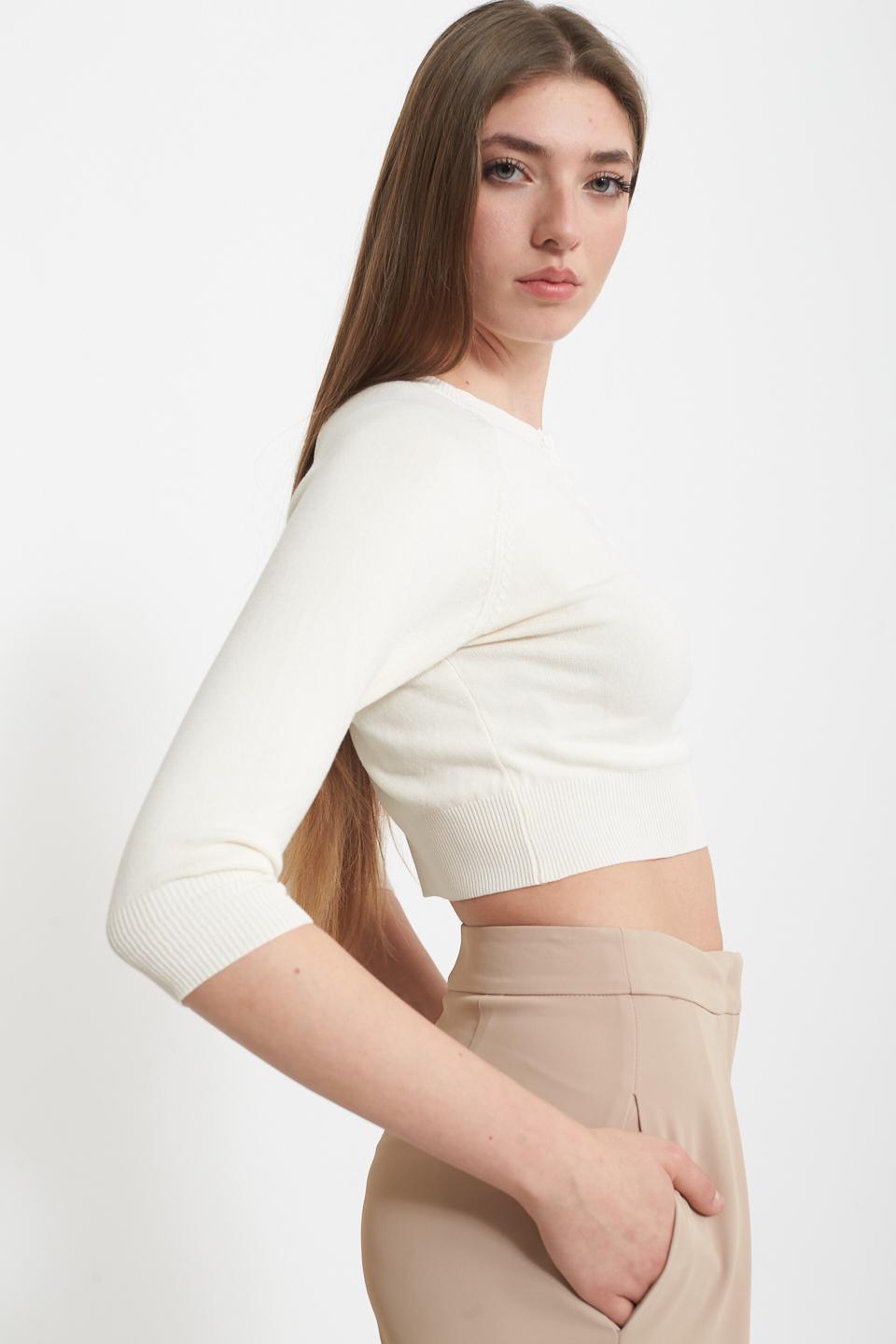 Maglia polo cropped crema - Primavera Estate 2025 | Brend