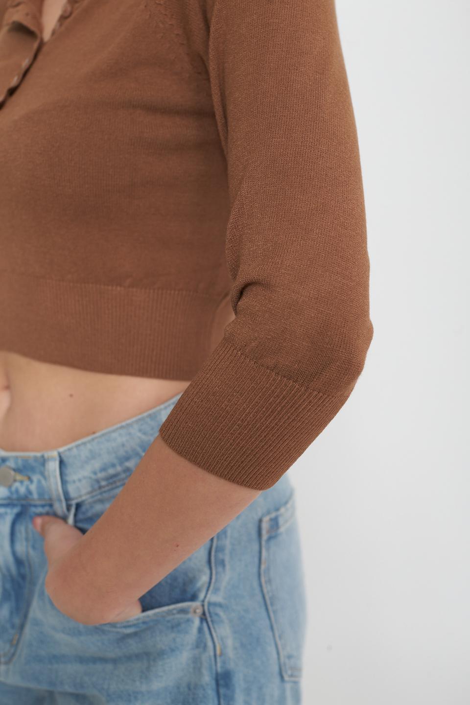 Maglia polo cropped cuoio - Primavera Estate 2025 | Brend