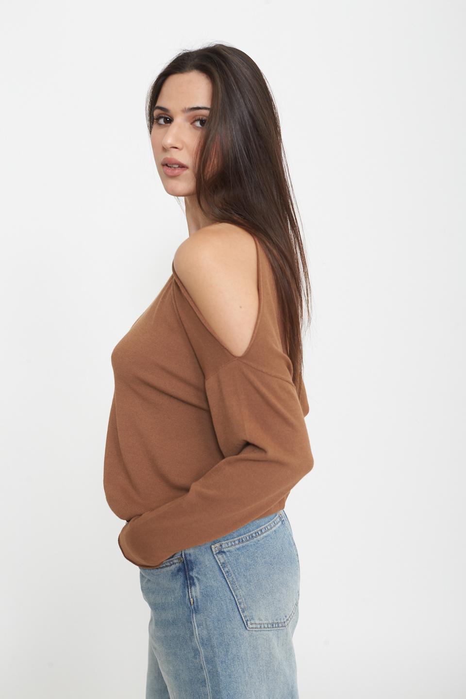 Maglia ampia cut out cuoio - Primavera Estate 2025 | Brend