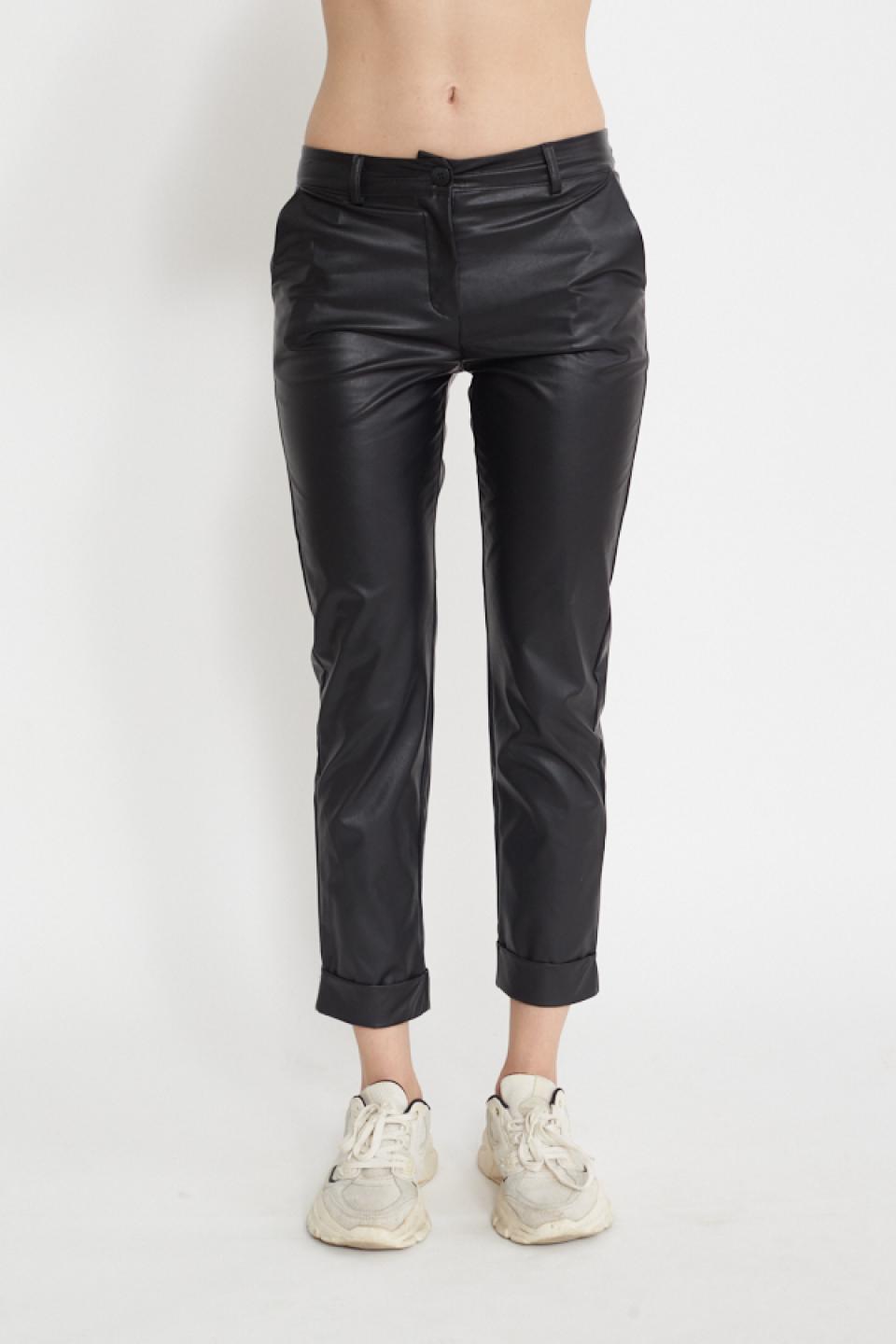 Pantalone risvolto effetto pelle nero - Primavera Estate 2025 | Brend