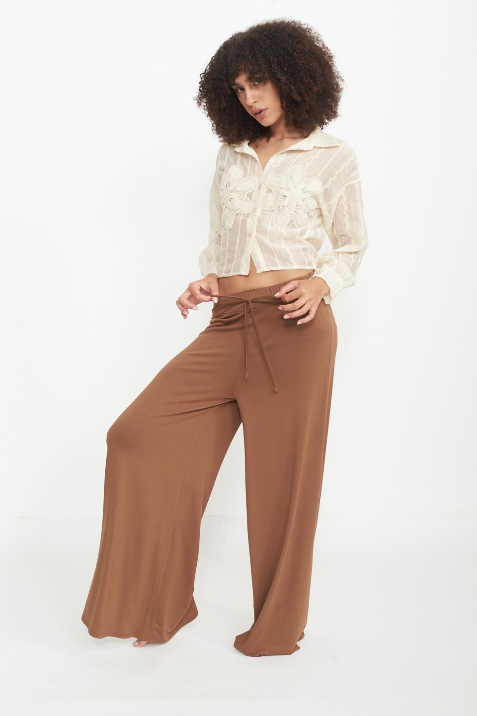 Pantalone coulisse viscosa marrone - Primavera Estate 2025 | Brend