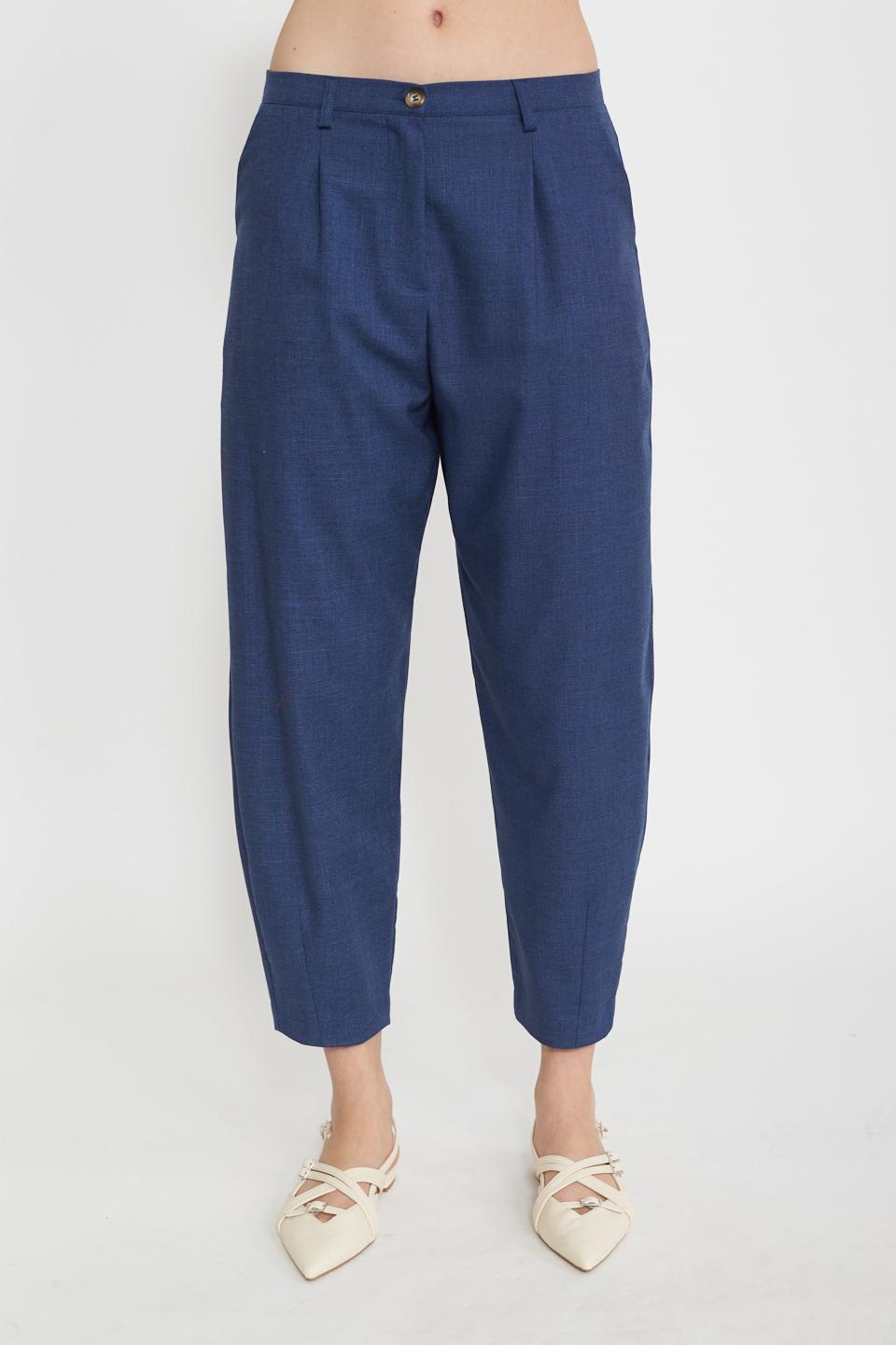 Pantalone uovo pinces blu - Primavera Estate 2025 | Brend