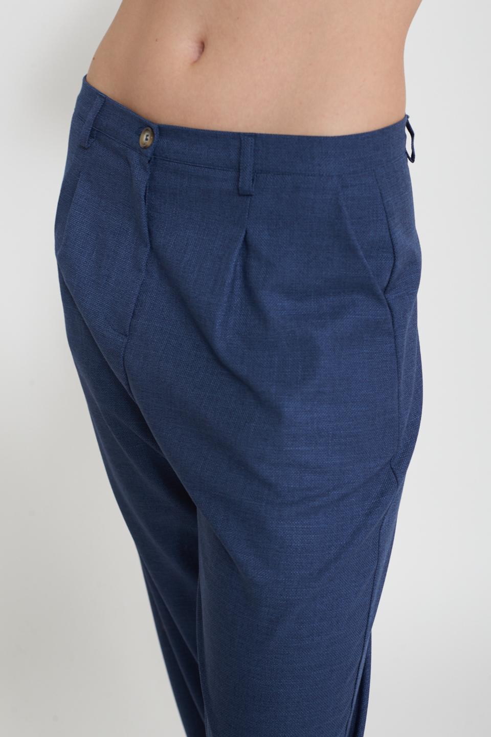 Pantalone uovo pinces blu - Primavera Estate 2025 | Brend