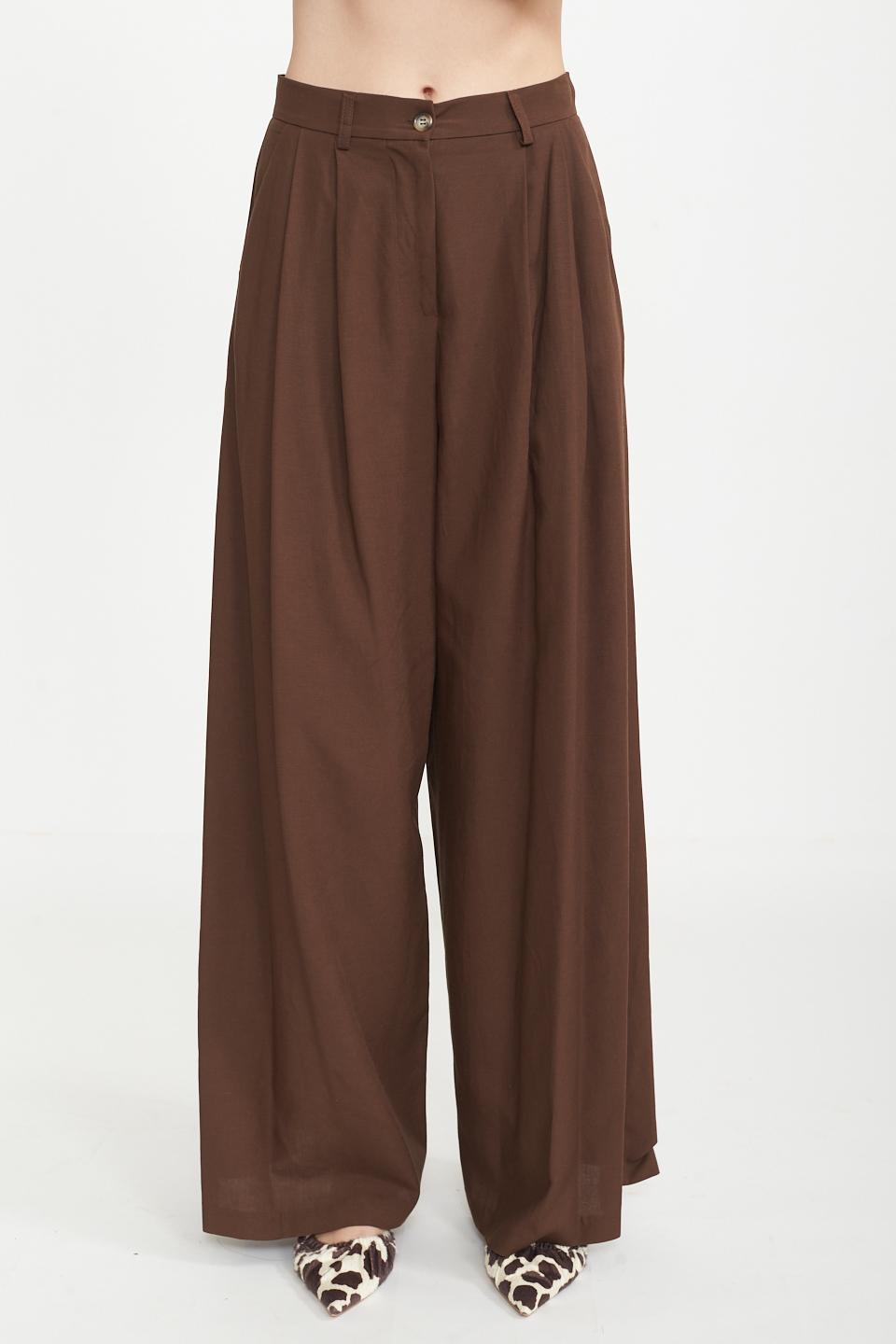 Pantalone palazzo pinces caffÈ - Primavera Estate 2025 | Brend