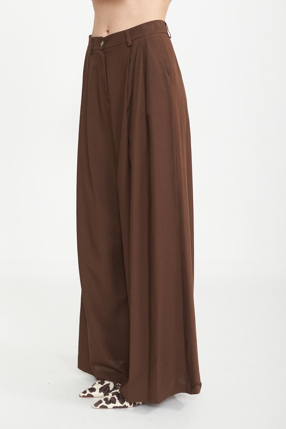 Pantalone palazzo pinces caffÈ - Primavera Estate 2025 | Brend