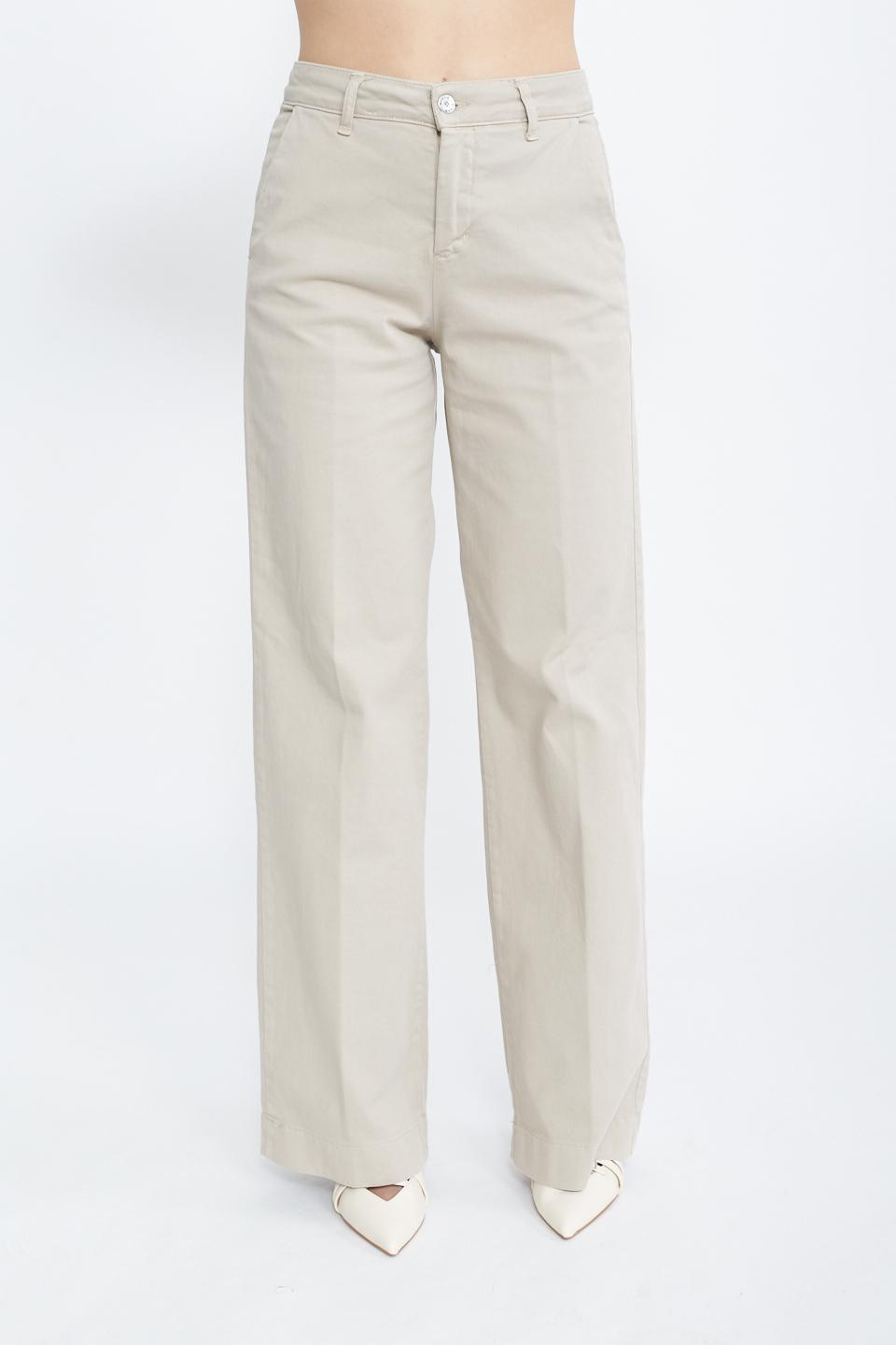 Pantalone palazzo in cotone beige - Primavera Estate 2025 | Brend