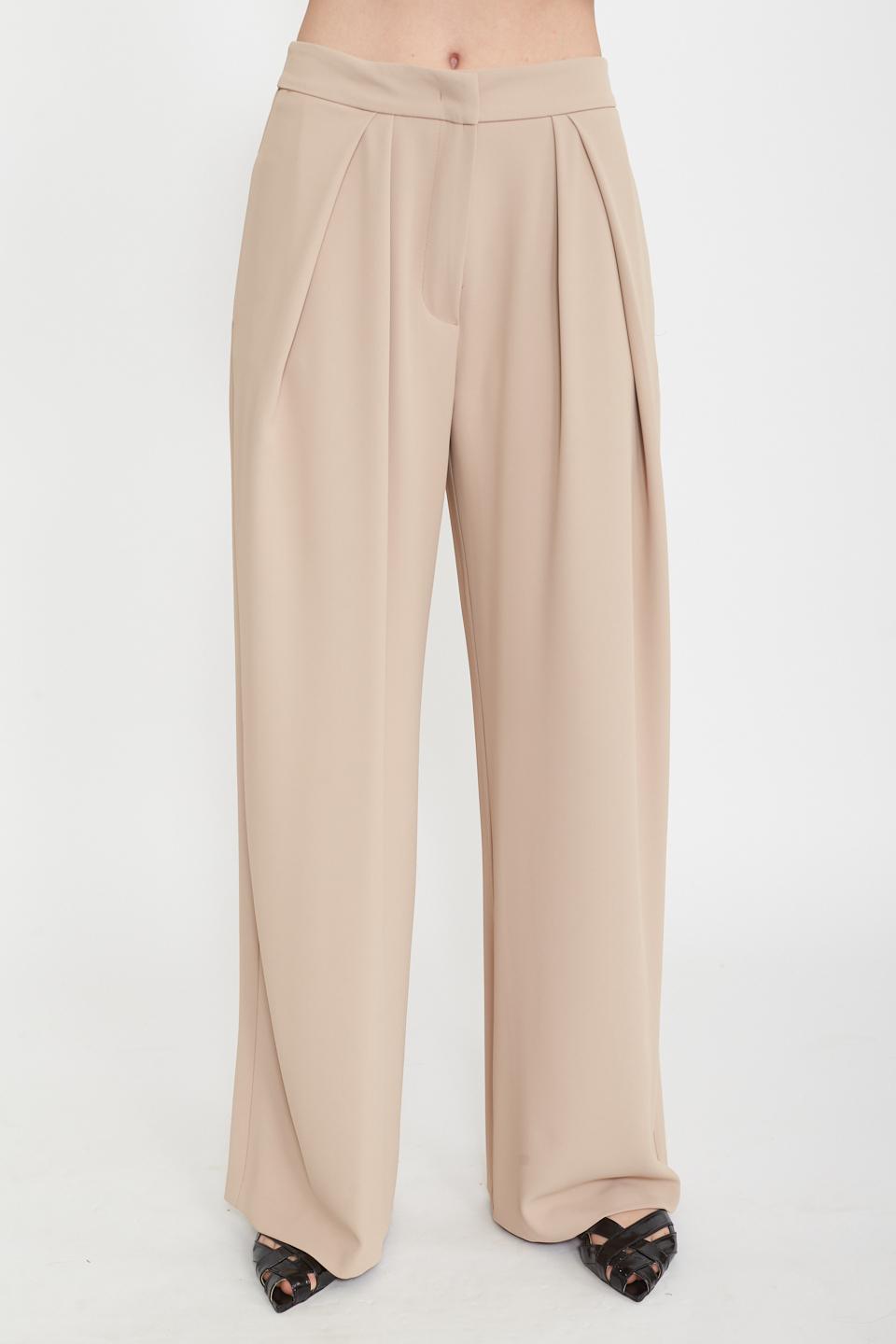 Pantalone palazzo con pinces beige - Primavera Estate 2025 | Brend