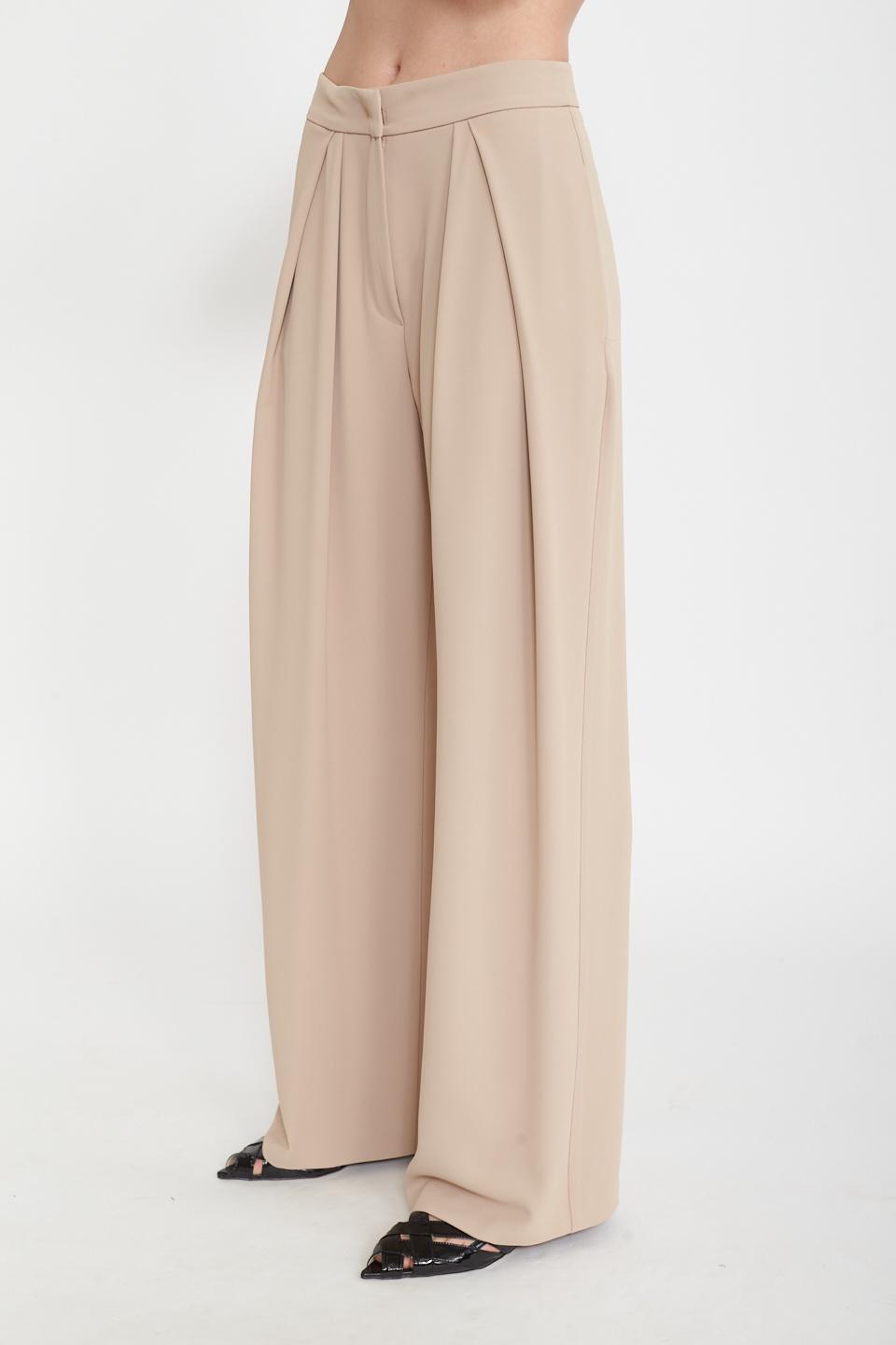 Pantalone palazzo con pinces beige - Primavera Estate 2025 | Brend