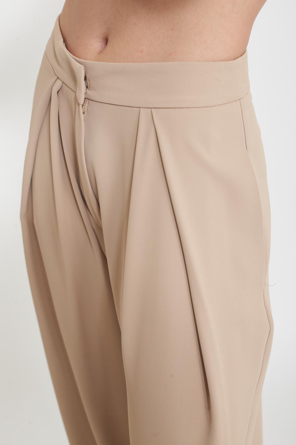 Pantalone palazzo con pinces beige - Primavera Estate 2025 | Brend